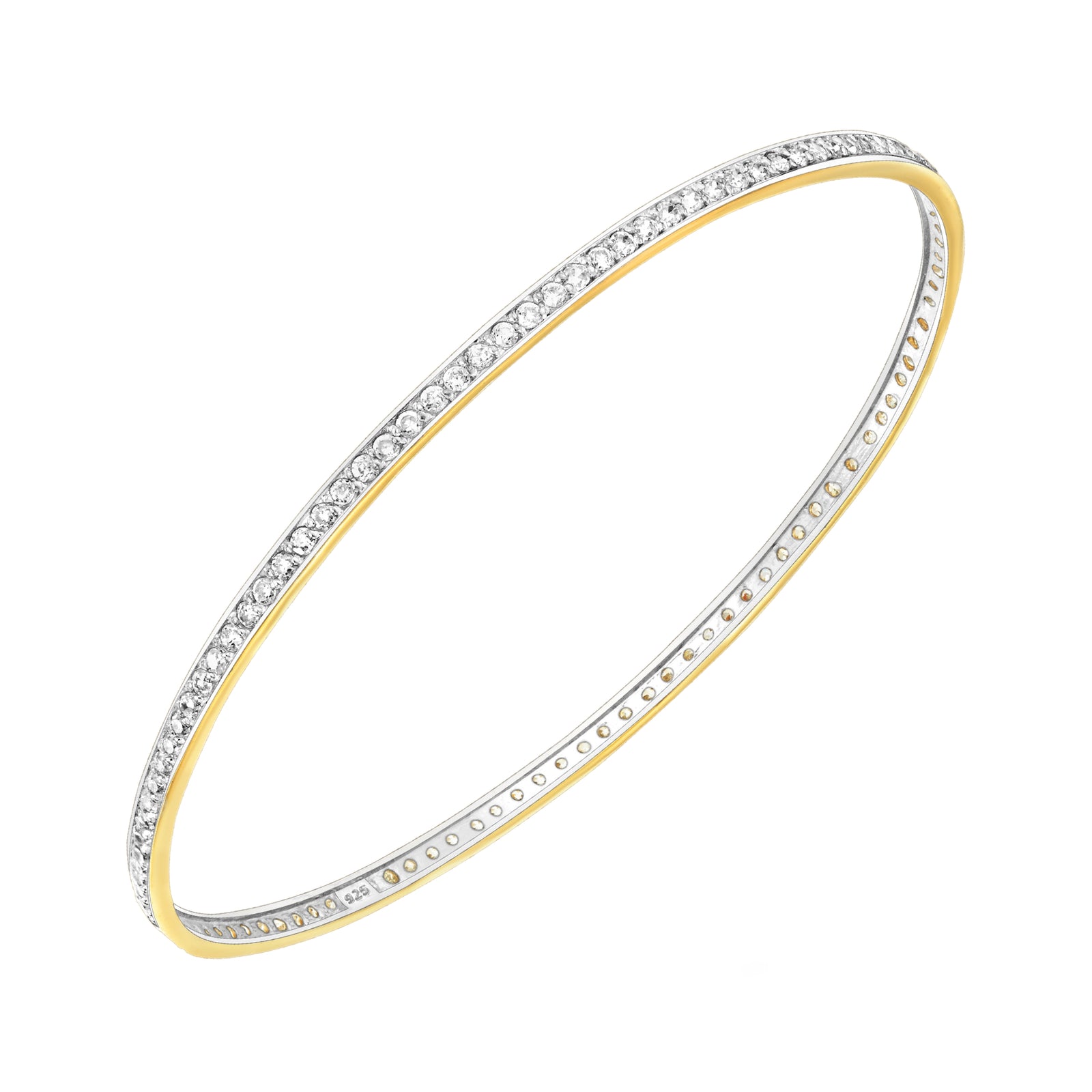 925 STERLING SILVER SLIP ON BANGLE WITH CUBIC ZIRCONIA