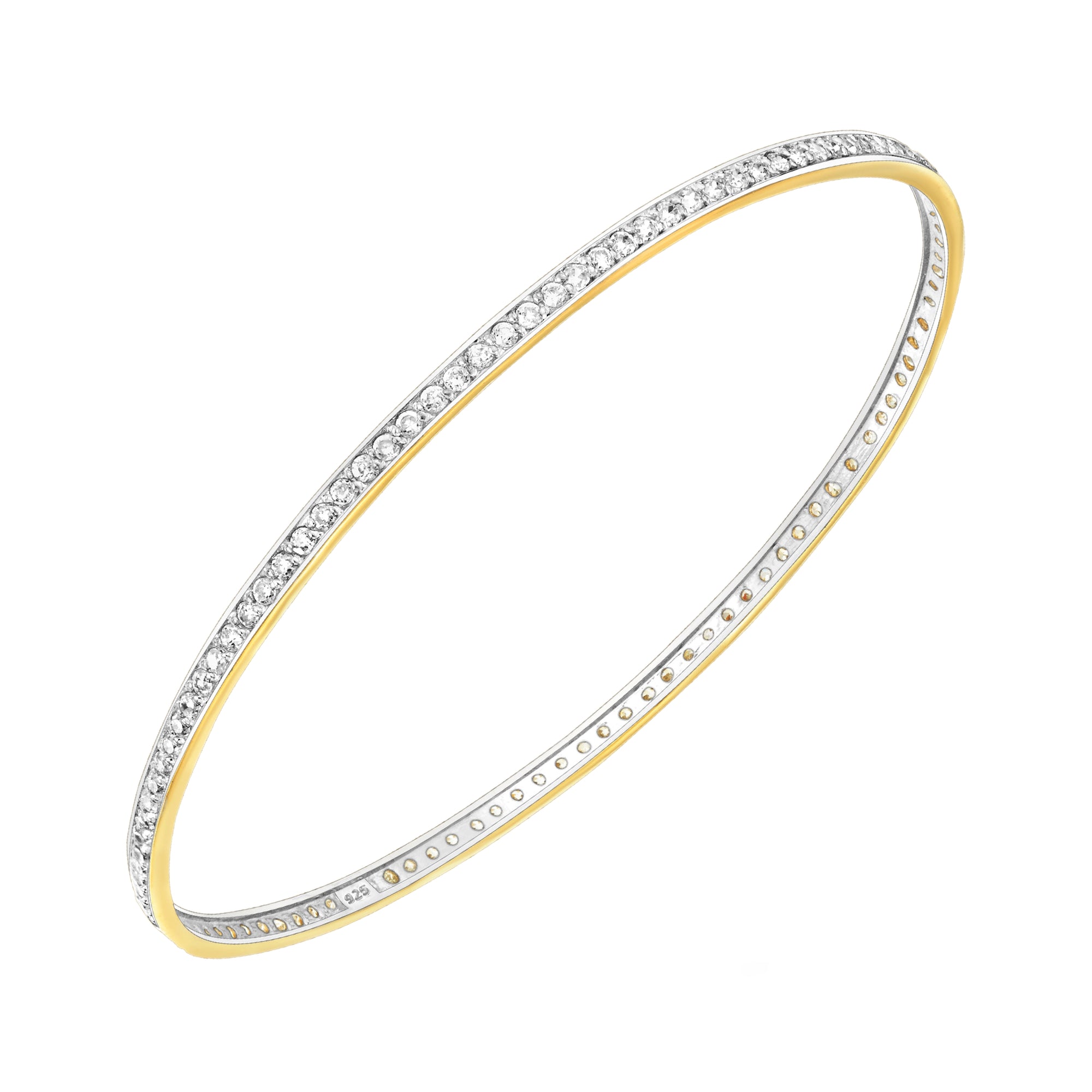 925 STERLING SILVER SLIP ON BANGLE WITH CUBIC ZIRCONIA