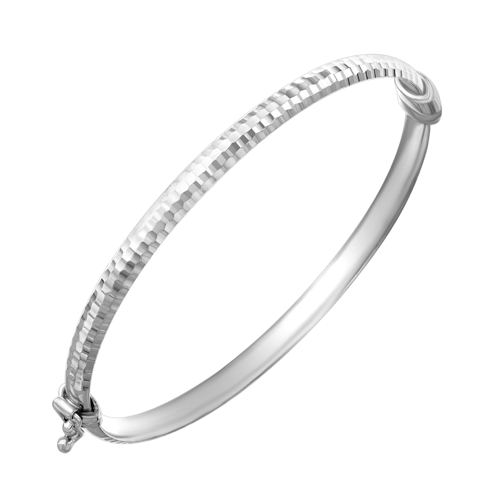 925 STERLING SILVER DIAMOND CUT TUBE HINGED BANGLE