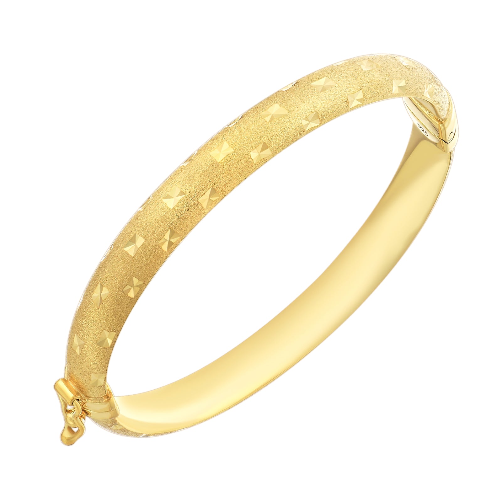 925 STERLING SILVER DIAMOND CUT TUBE HINGED BANGLE