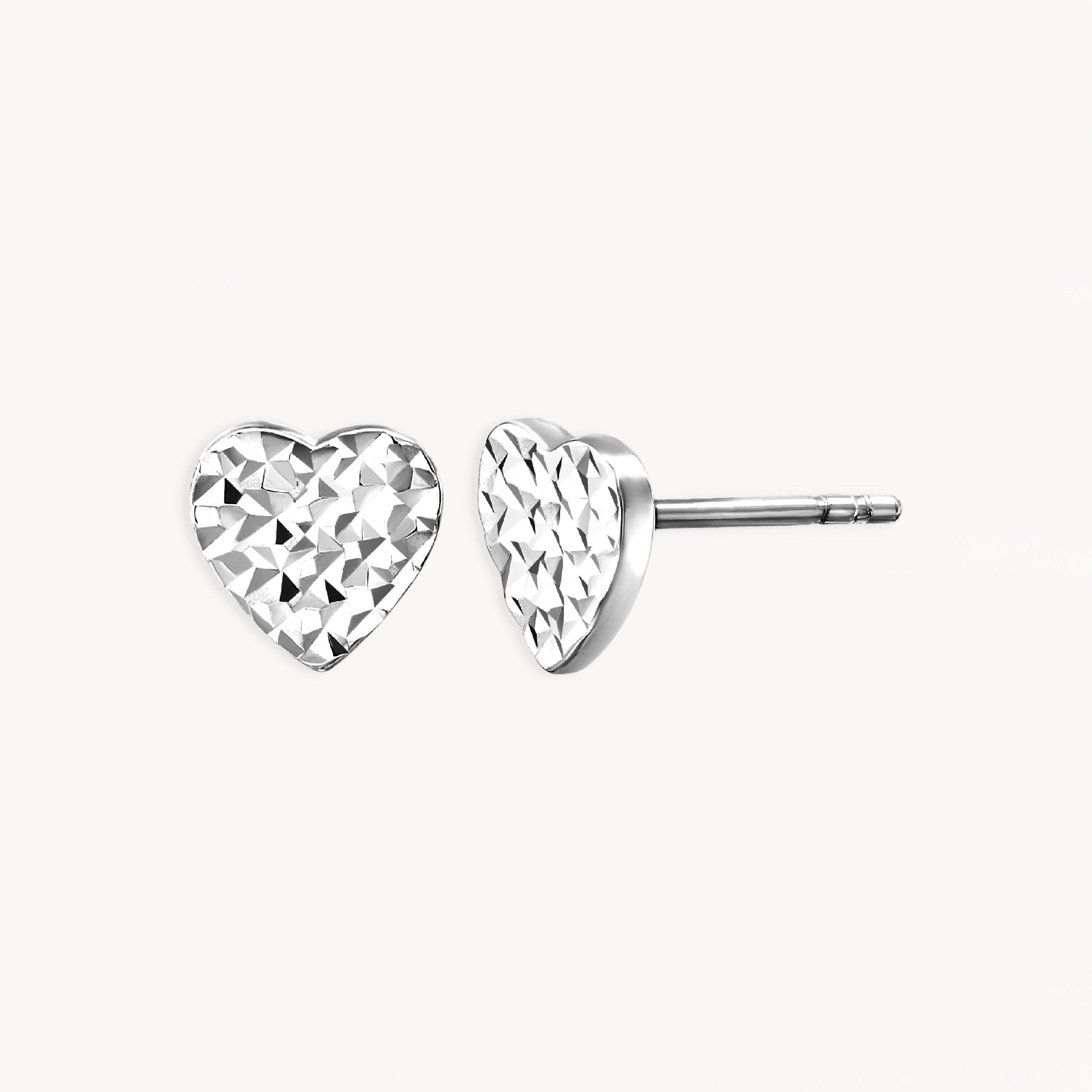 925 STERLING SILVER HEART STUD EARRINGS