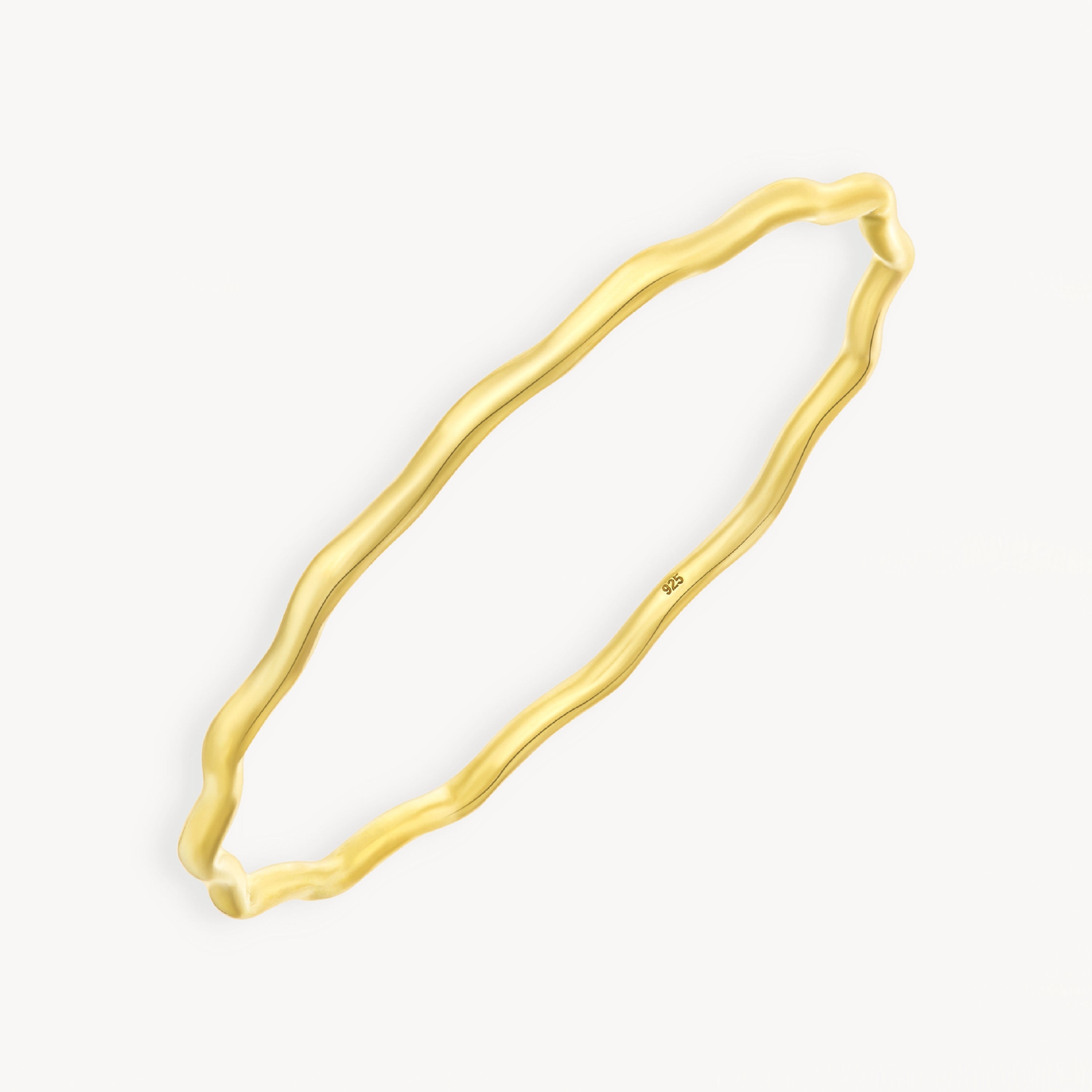 925 STERLING SILVER ROUND WAVE SLIP ON BANGLE