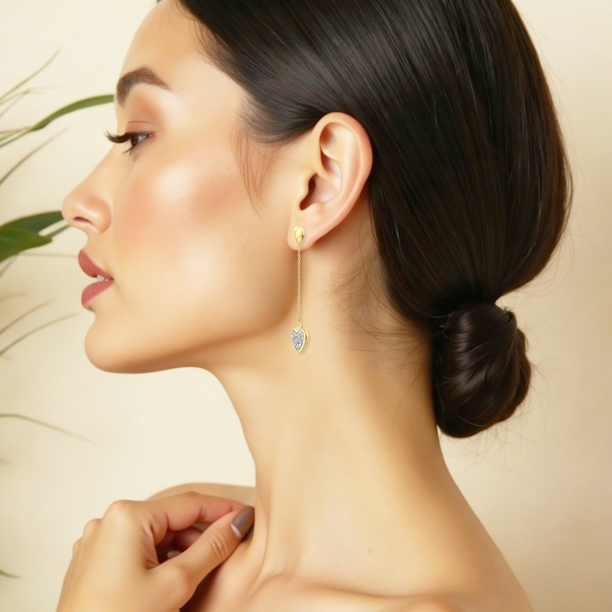 925 STERLING SILVER DANGLED HEART EARRINGS