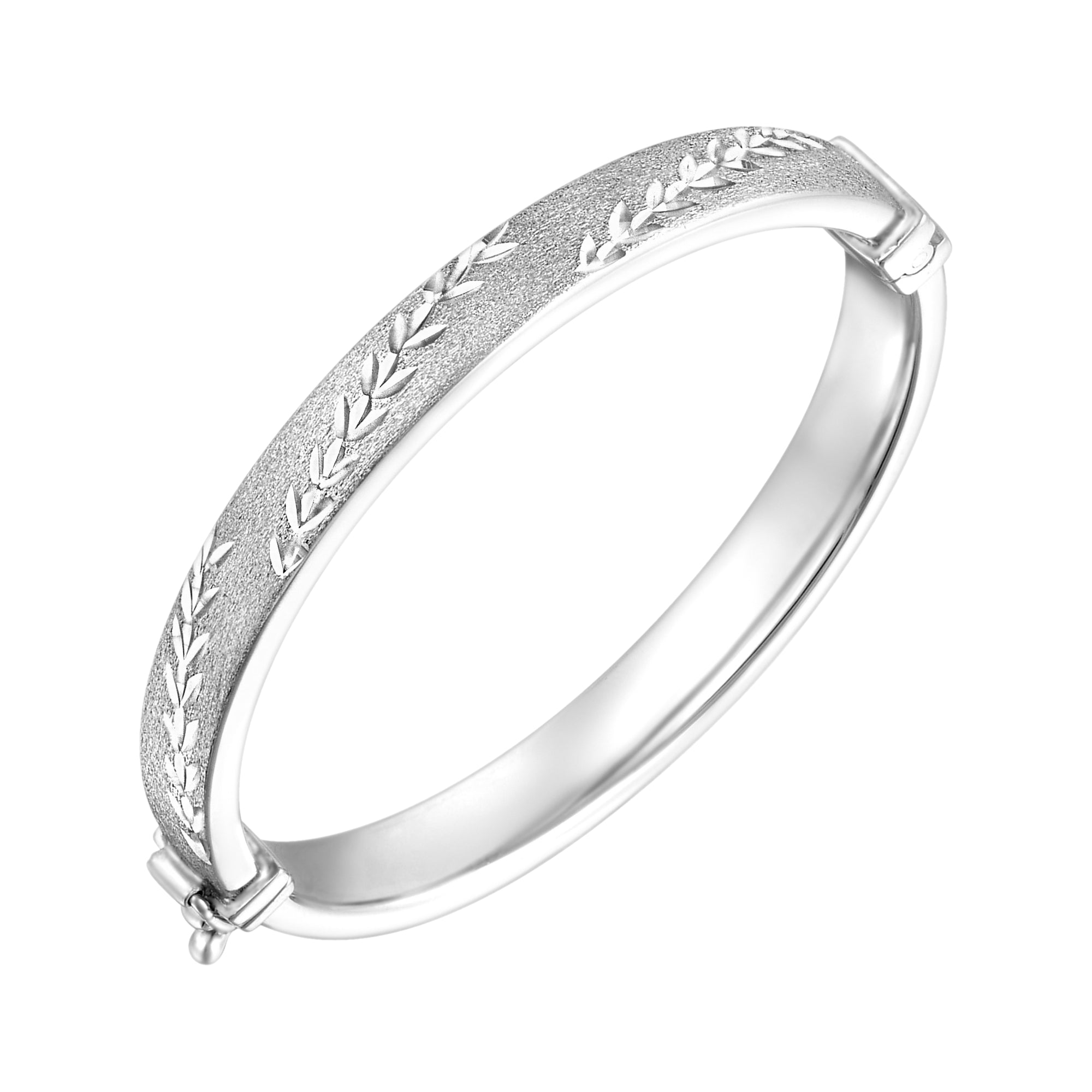 925 STERLING SILVER DIAMOND CUT TUBE HINGED BANGLE