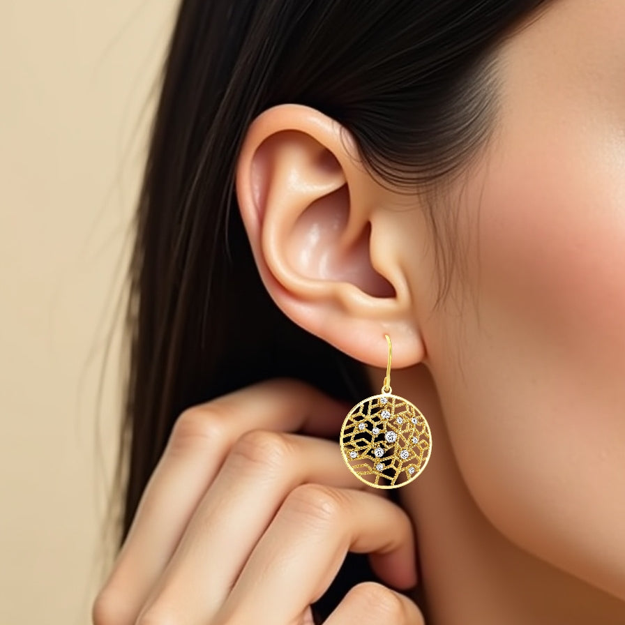 925 STERLING SILVER ROUND DANGLED EARRINGS WITH CUBIC ZIRCONIA