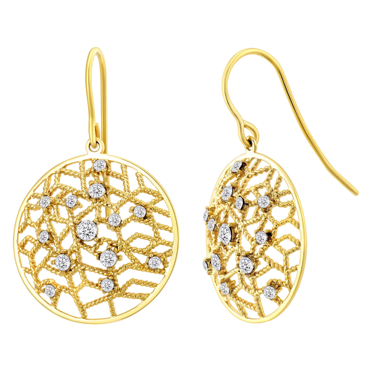 925 STERLING SILVER ROUND DANGLED EARRINGS WITH CUBIC ZIRCONIA