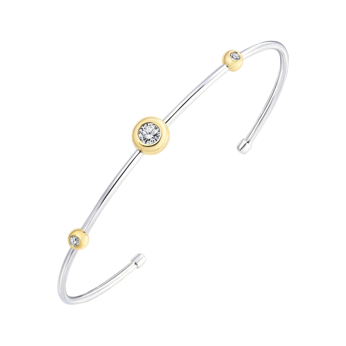 925 STERLING SILVER CUFF BANGLE WITH CUBIC ZIRCONIA