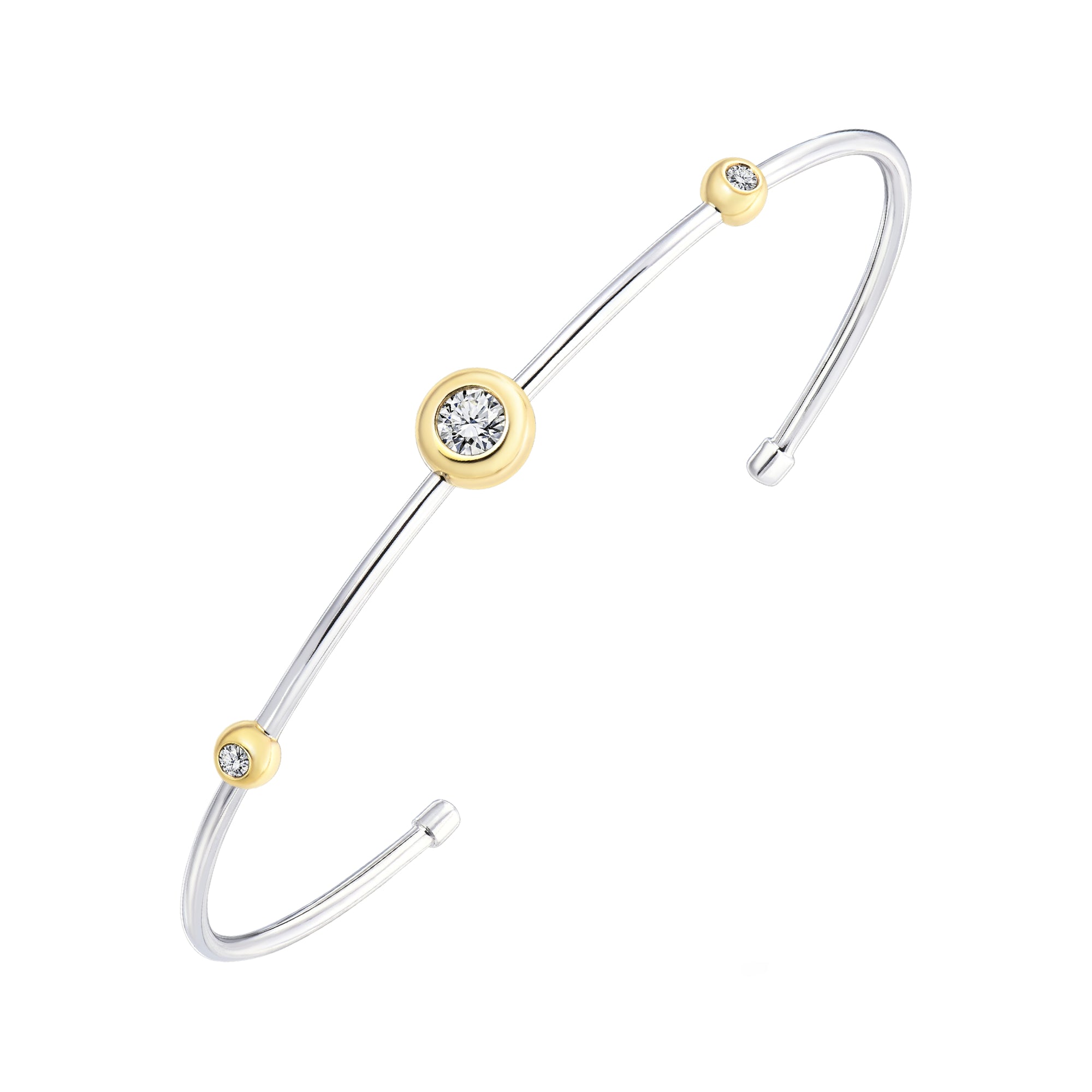 925 STERLING SILVER CUFF BANGLE WITH CUBIC ZIRCONIA