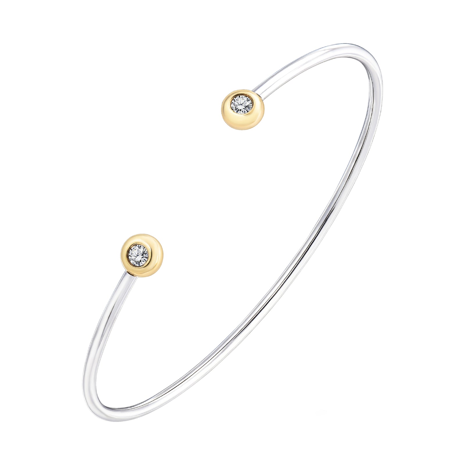 925 STERLING SILVER CUFF BANGLE WITH CUBIC ZIRCONIA