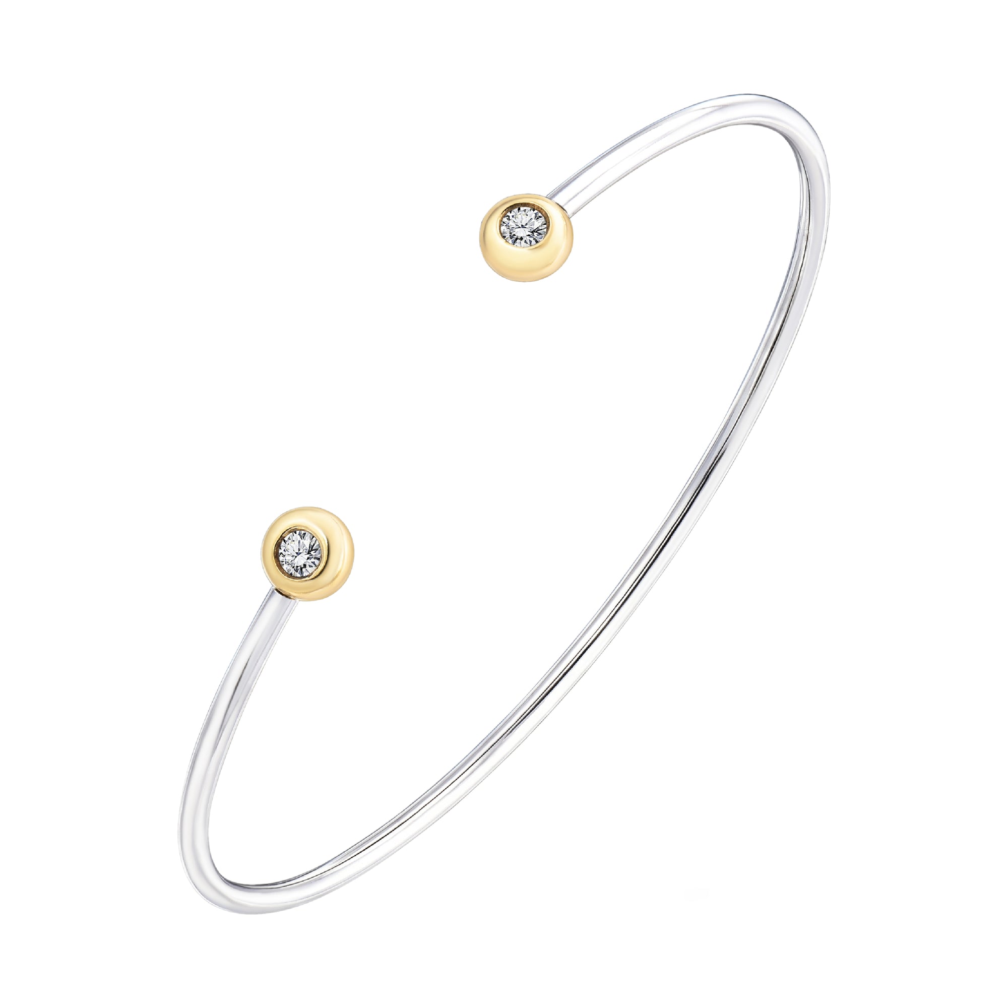925 STERLING SILVER CUFF BANGLE WITH CUBIC ZIRCONIA