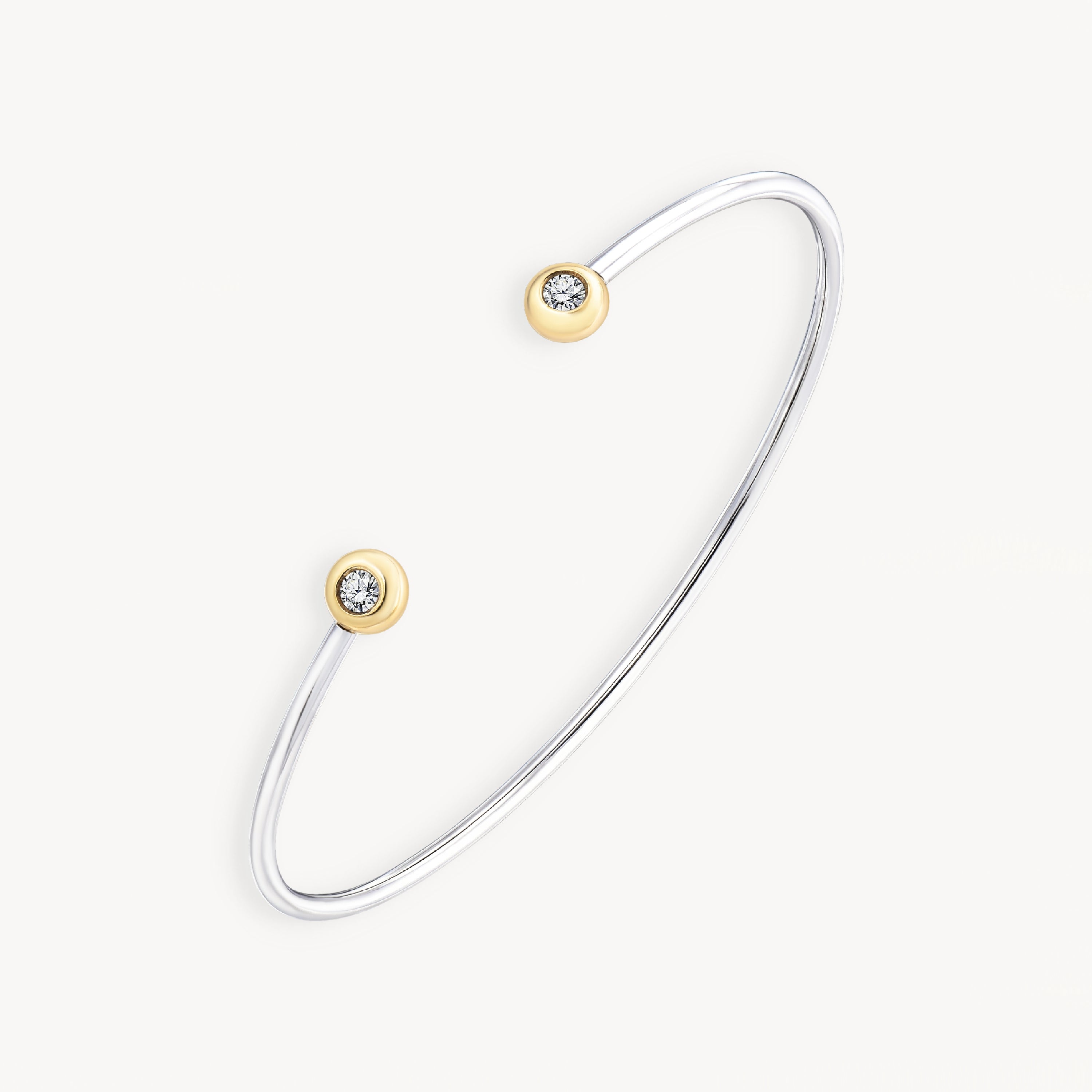 925 STERLING SILVER CUFF BANGLE WITH CUBIC ZIRCONIA