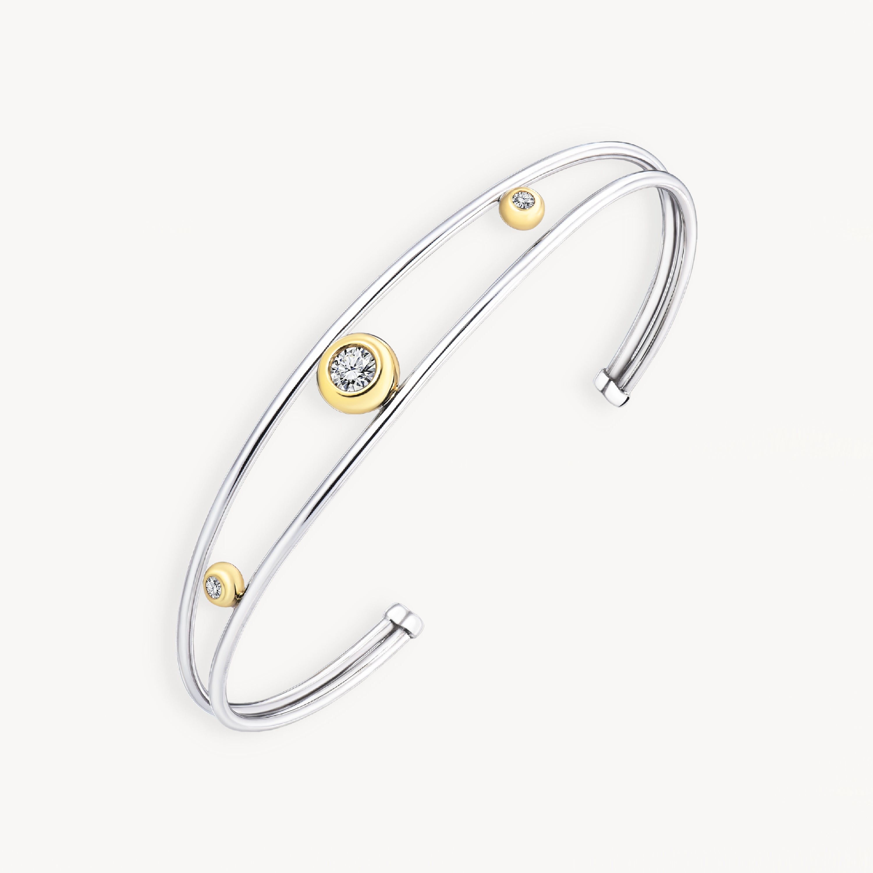 925 STERLING SILVER CUFF BANGLE WITH CUBIC ZIRCONIA