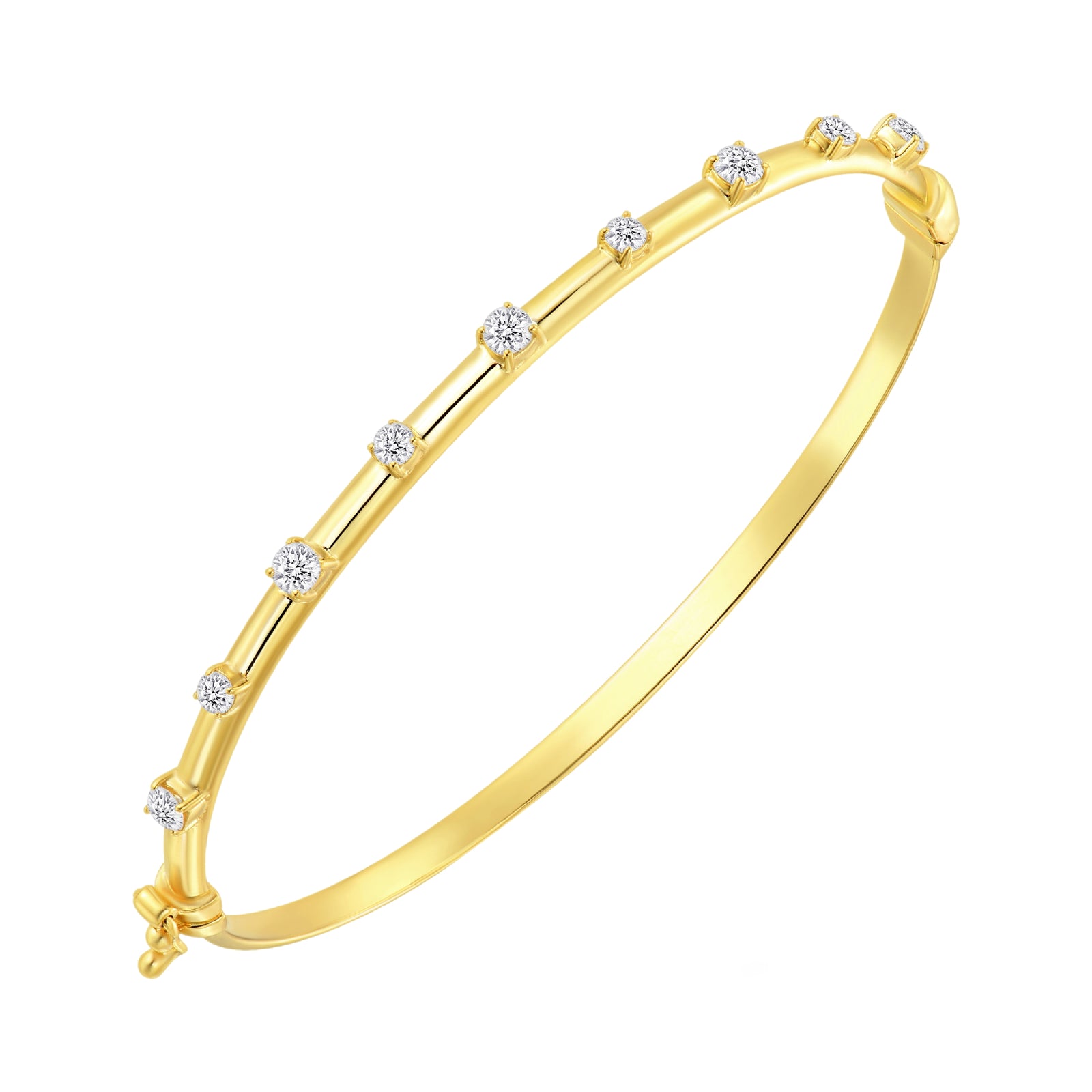 925 STERLING SILVER LINEAR HINGED BANGLE WITH CUBIC ZIRCONIA