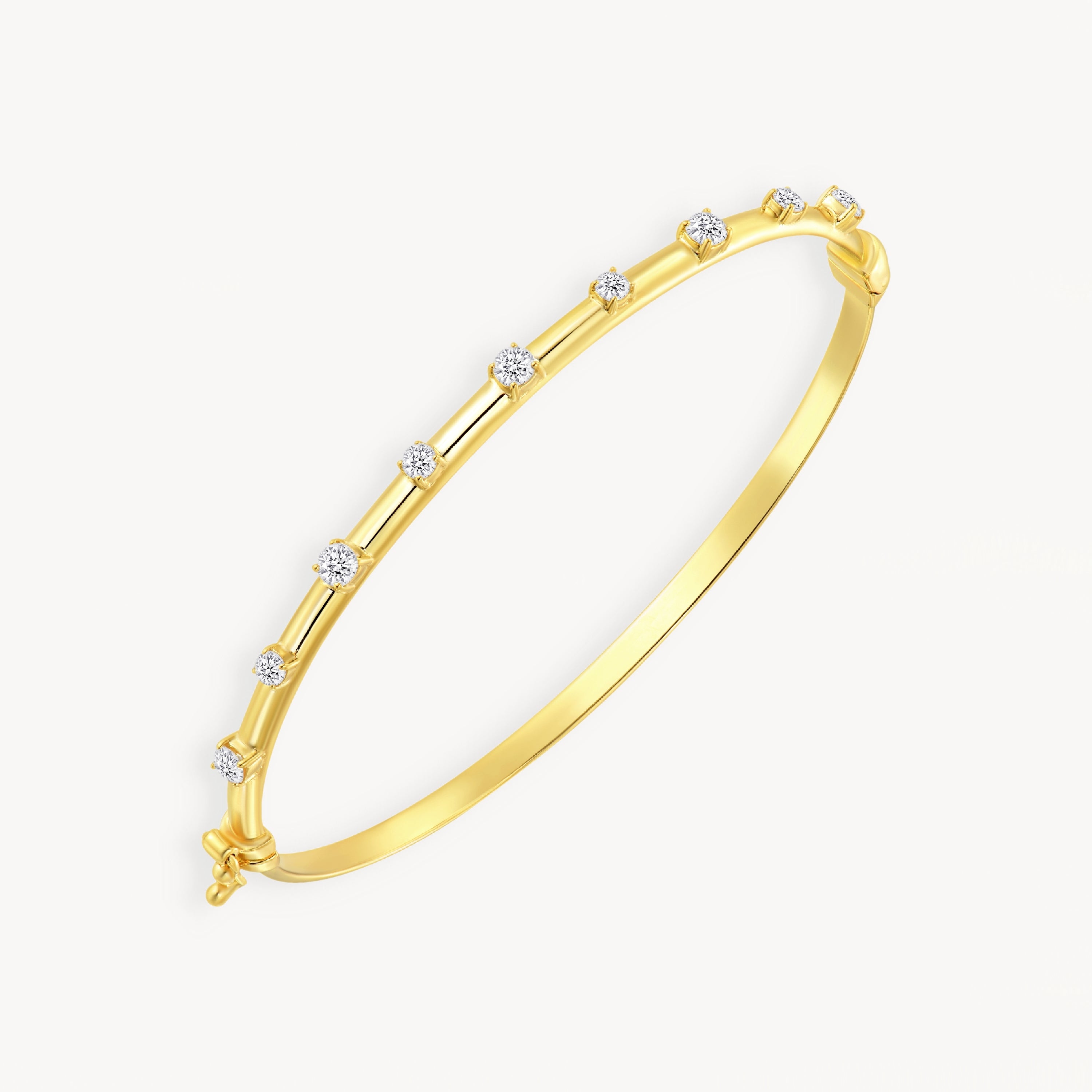 925 STERLING SILVER LINEAR HINGED BANGLE WITH CUBIC ZIRCONIA