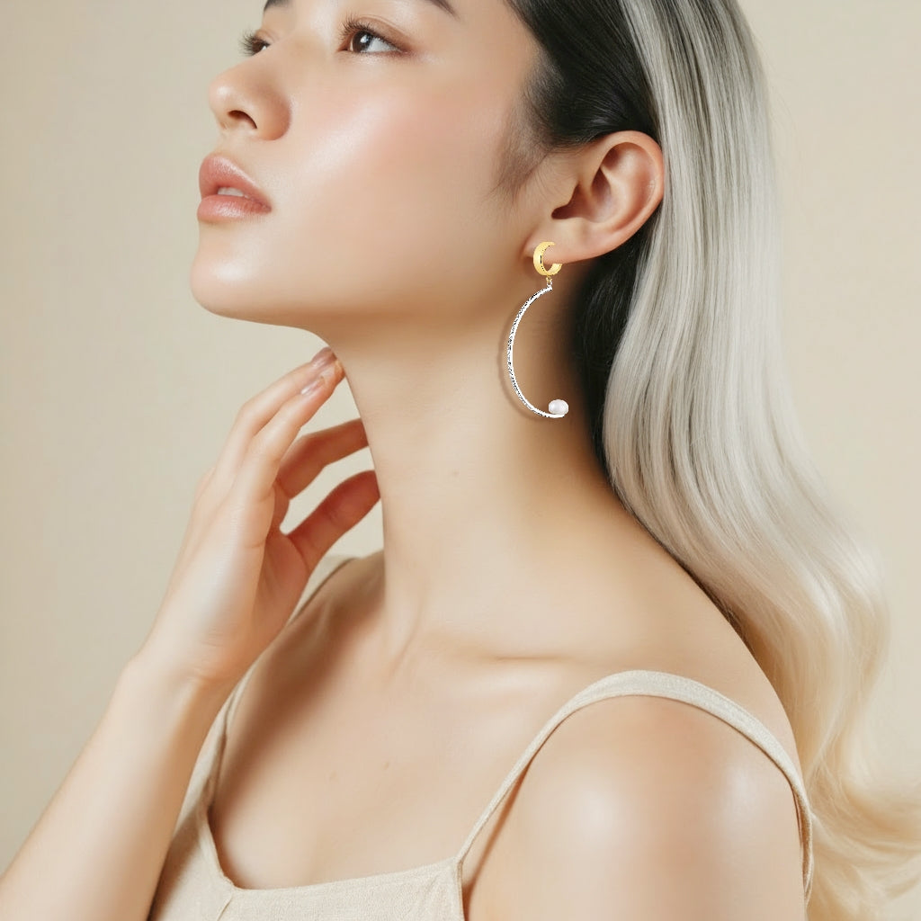 925 STERING SILVER C-EARRINGS WITH PEARL