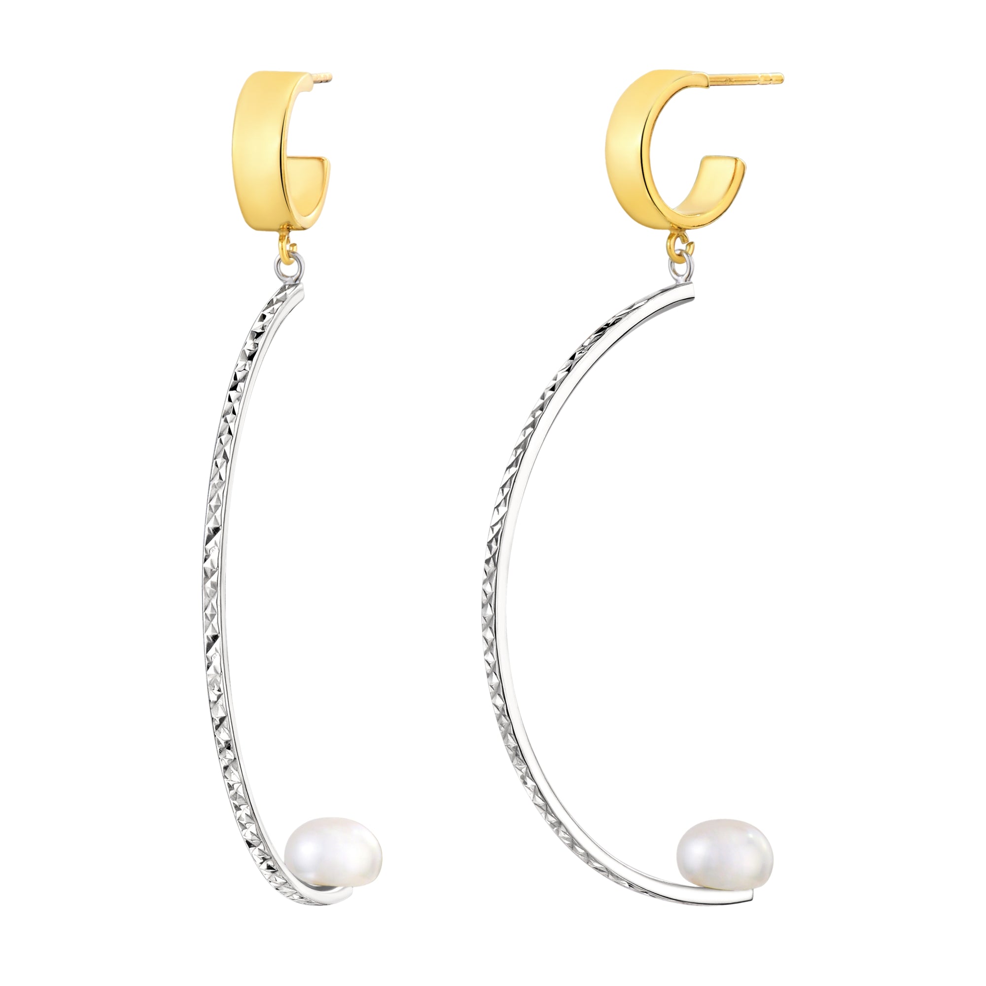 925 STERING SILVER C-EARRINGS WITH PEARL
