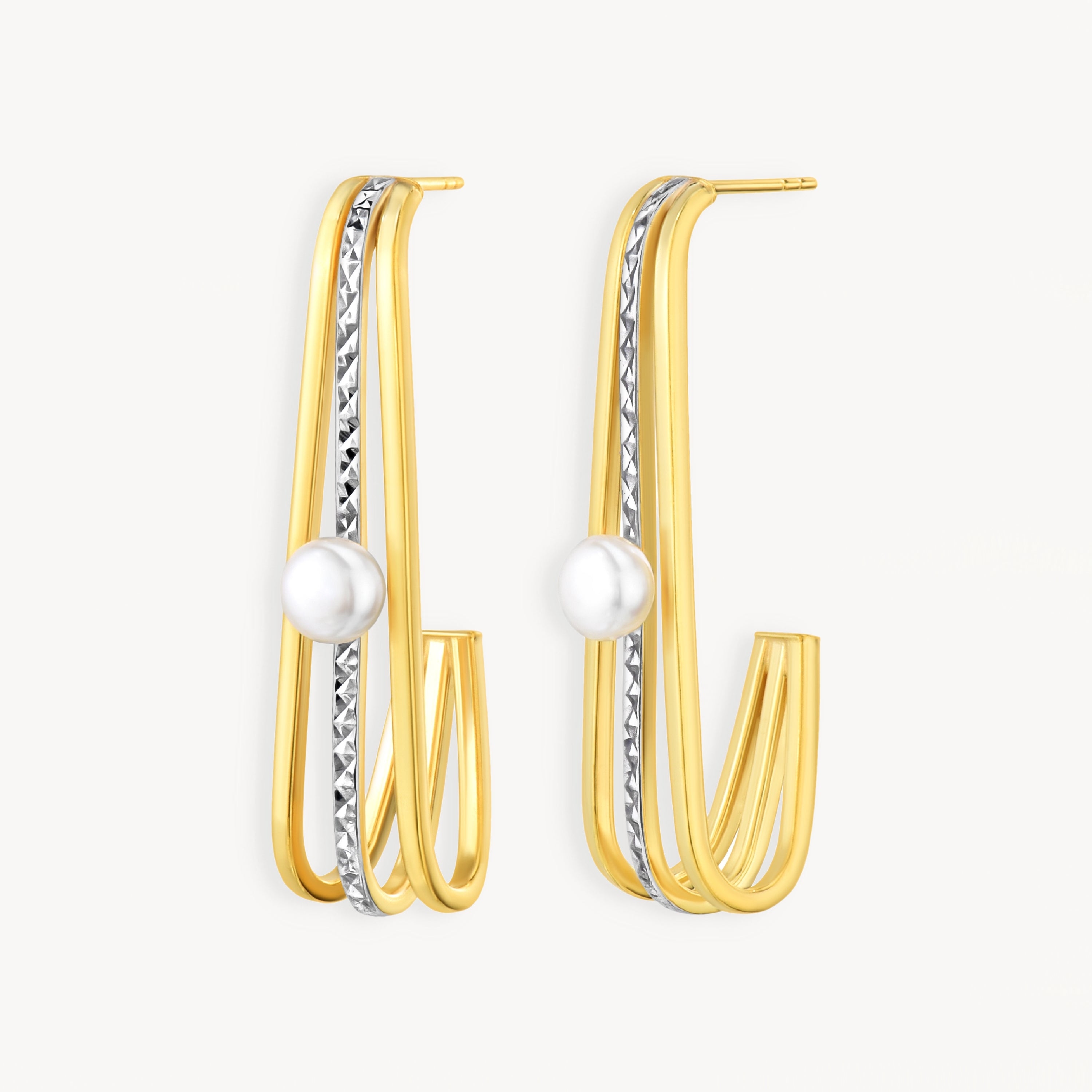 925 STERING SILVER J-HOOP EARRINGS WITH FRESHWATER PEARL
