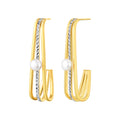 925 STERING SILVER J-HOOP EARRINGS WITH PEARL