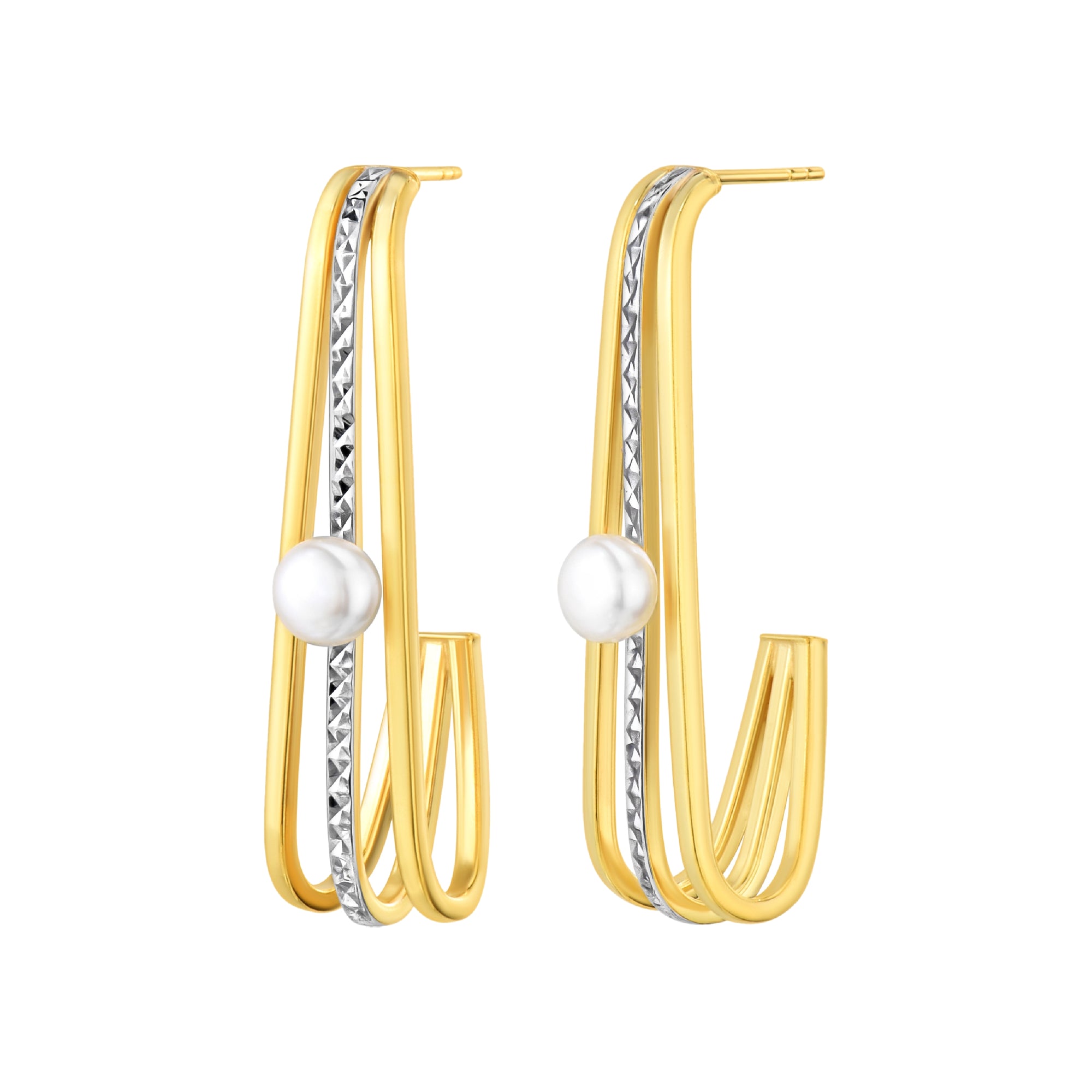 925 STERING SILVER J-HOOP EARRINGS WITH PEARL