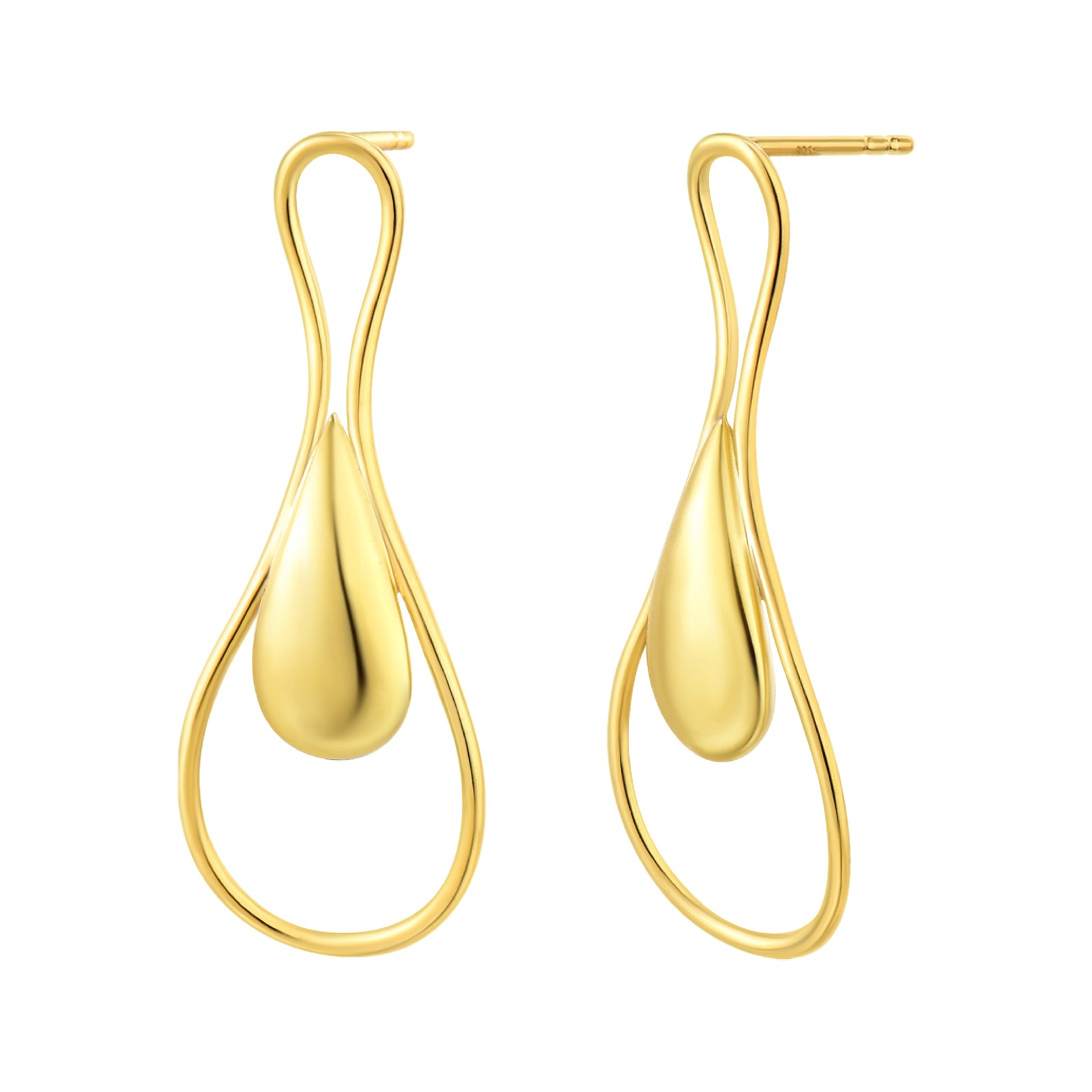 925 STERLING SILVER WITH 14K GOLD PLATED PAISLEY DESIGN EARRINGS