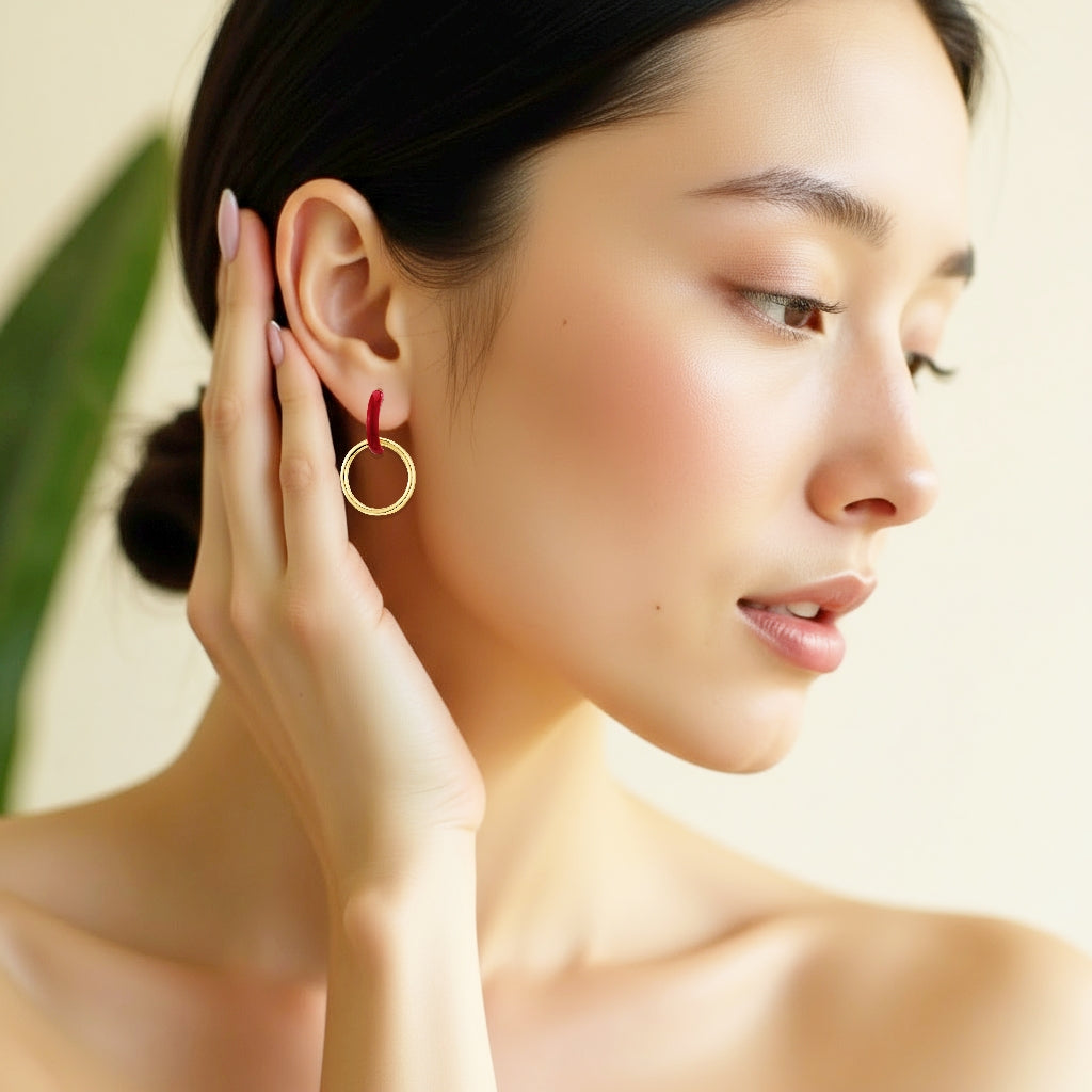 925 STERLING SILVER DANGLED EARRINGS WITH ENAMEL