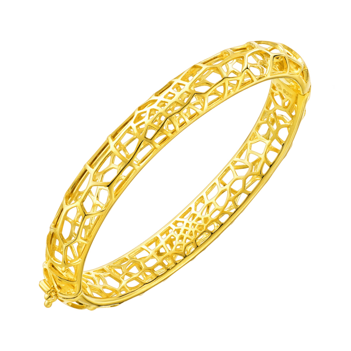 925 STERLING SILVER ORGANIC GRID HINGE BANGLE