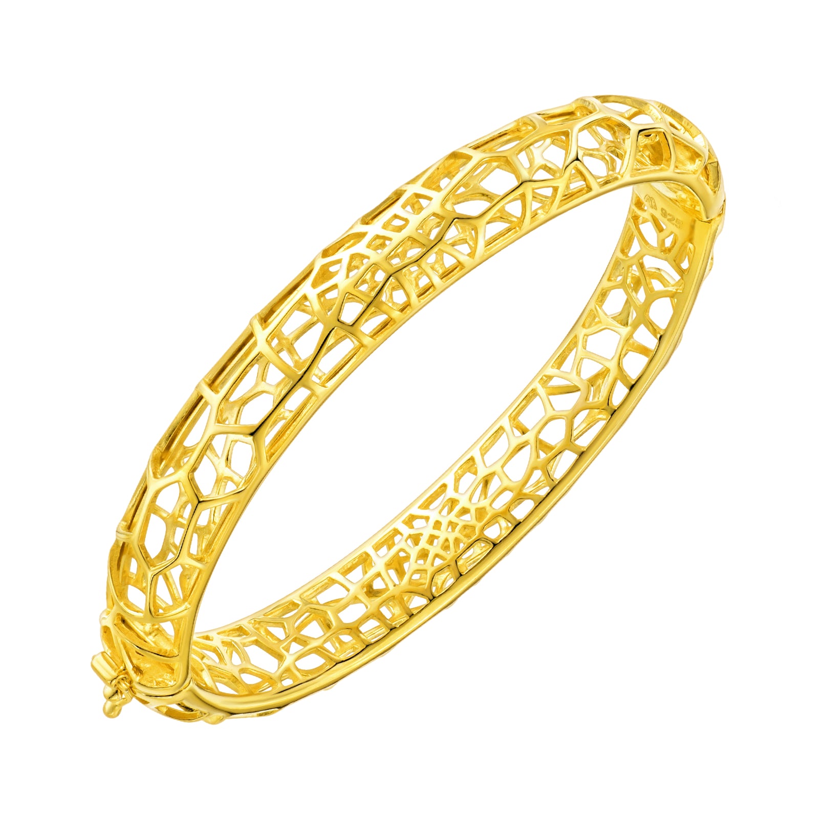 925 STERLING SILVER ORGANIC GRID HINGE BANGLE