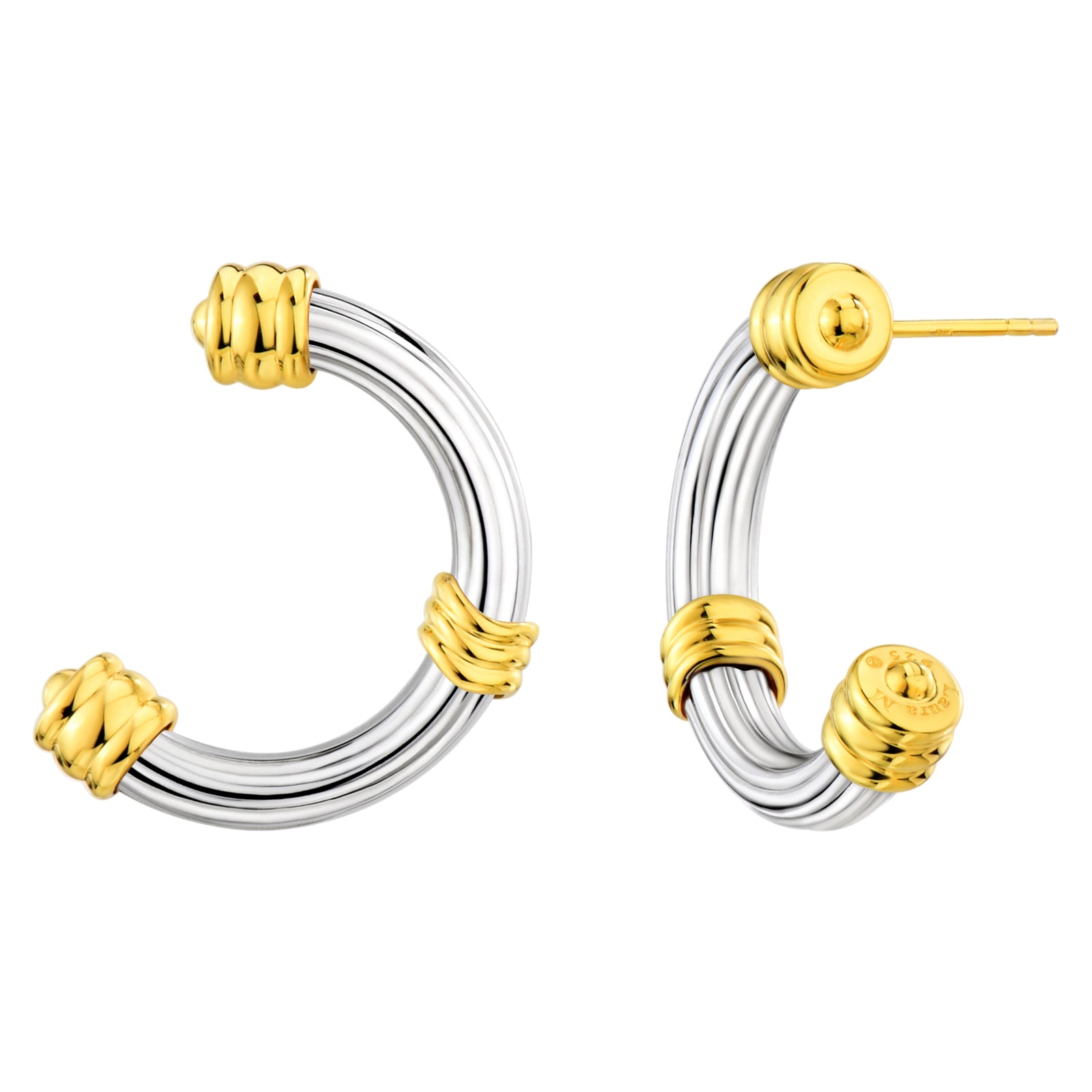 925 STERLING SILVER FANCY HOOP EARRINGS