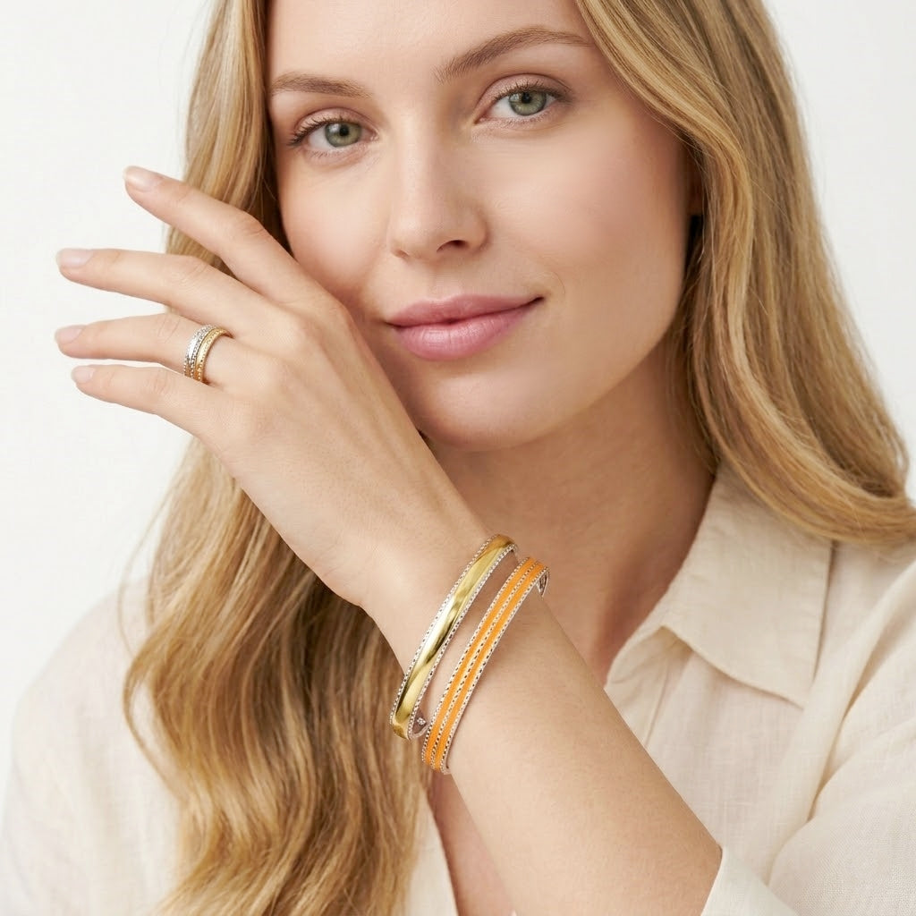 925 STERLING SILVER CLASSIC ENAMEL SLIP ON BANGLE
