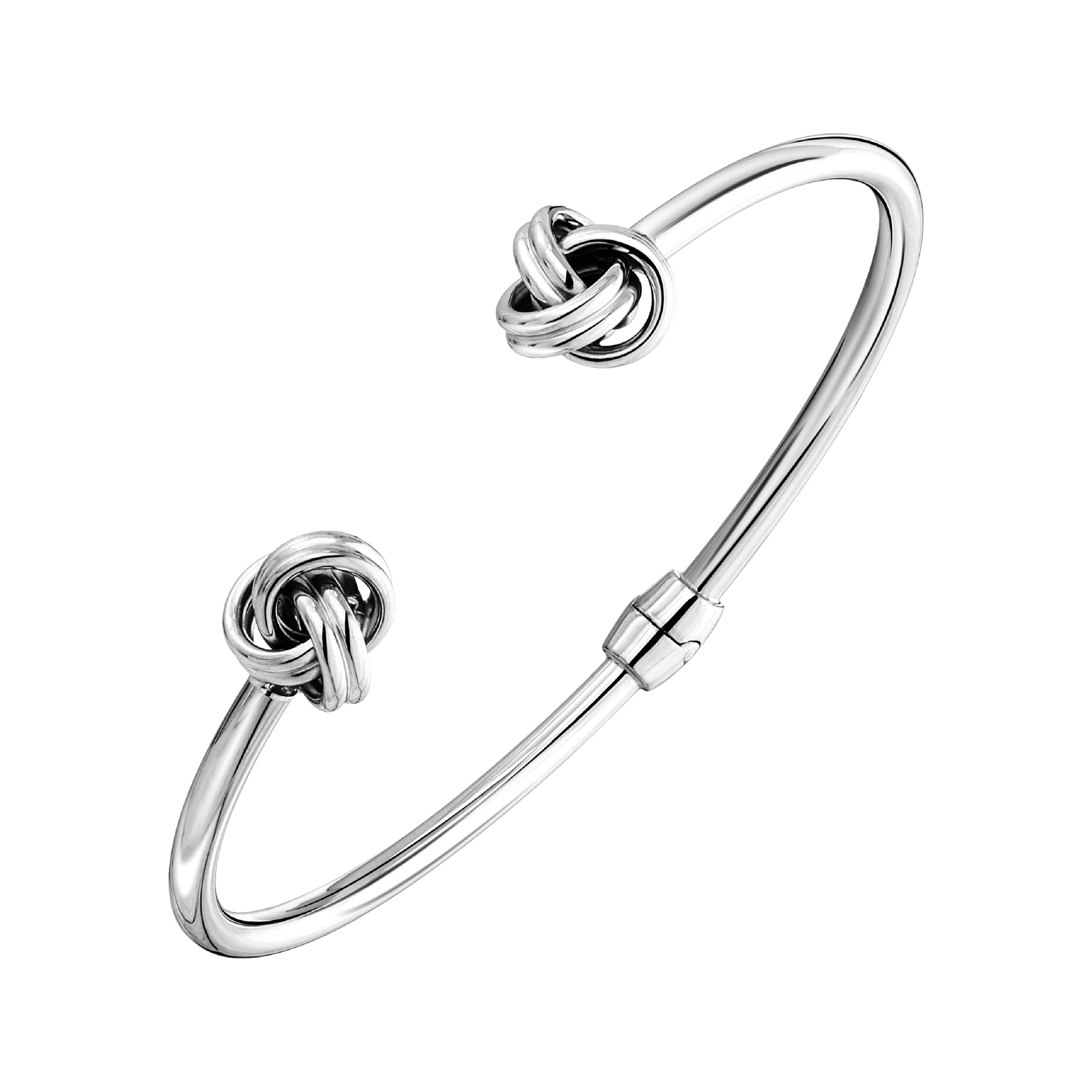 925 STERLING SILVER LOVE KNOT HINGED BANGLE