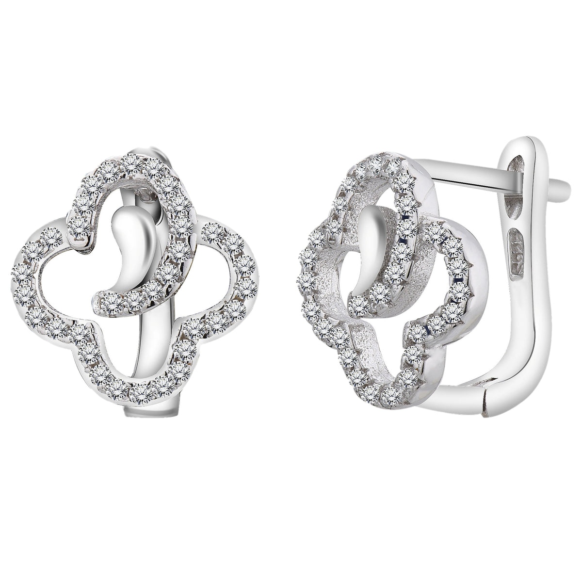 925 STERLING SILVER PAVE FLOWER EARRINGS
