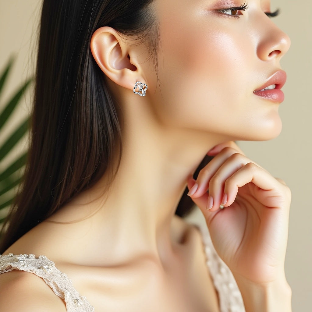 925 STERLING SILVER PAVE FLOWER EARRINGS