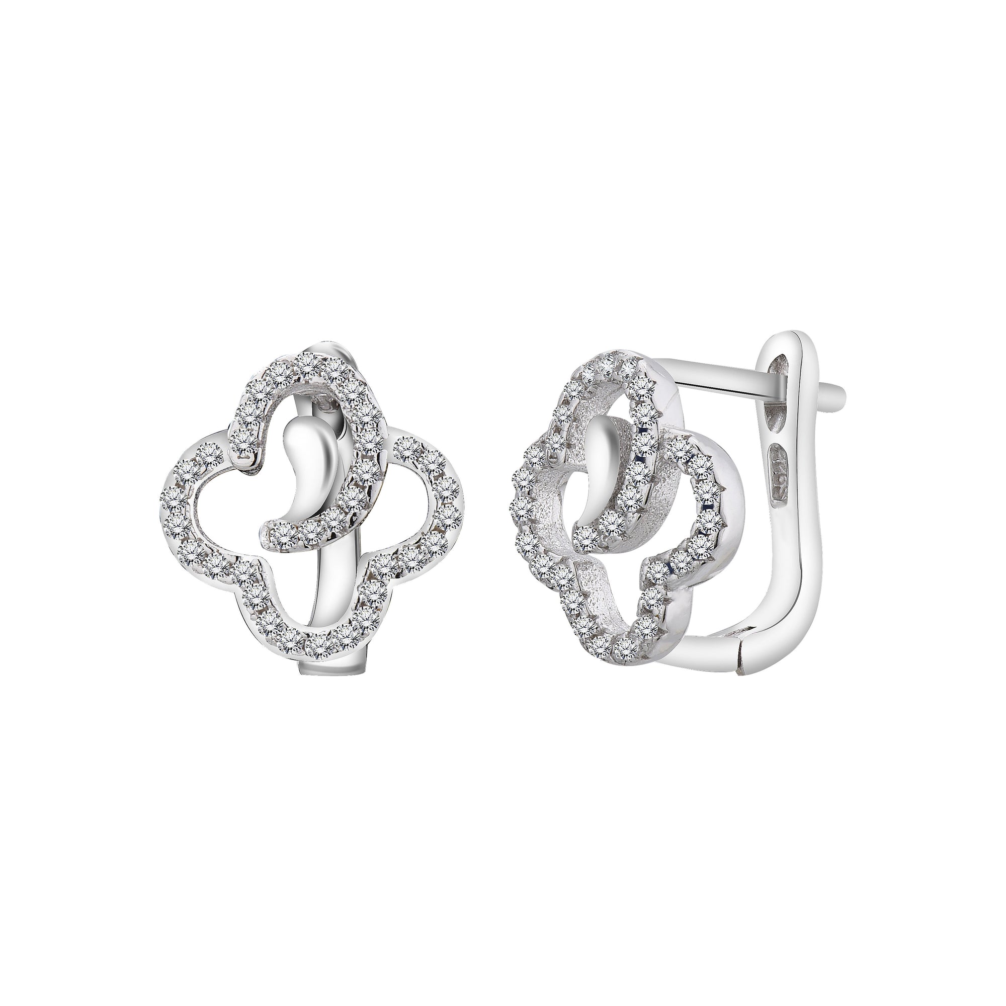 925 STERLING SILVER PAVE FLOWER EARRINGS