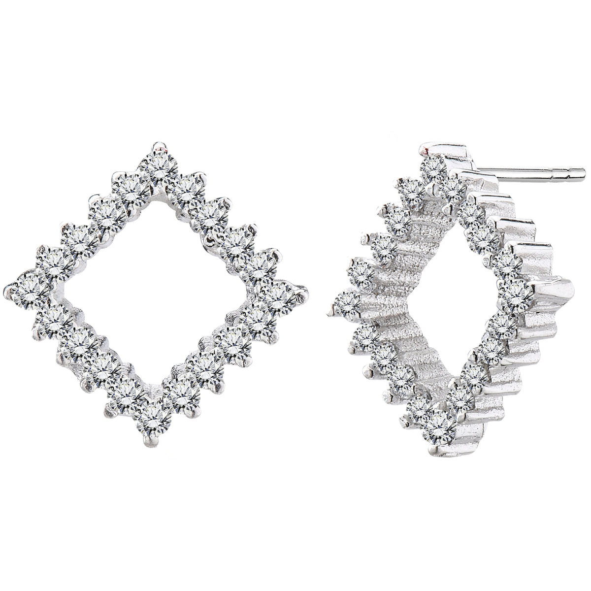 925 STERLING SILVER OPEN SQUARE EARRINGS
