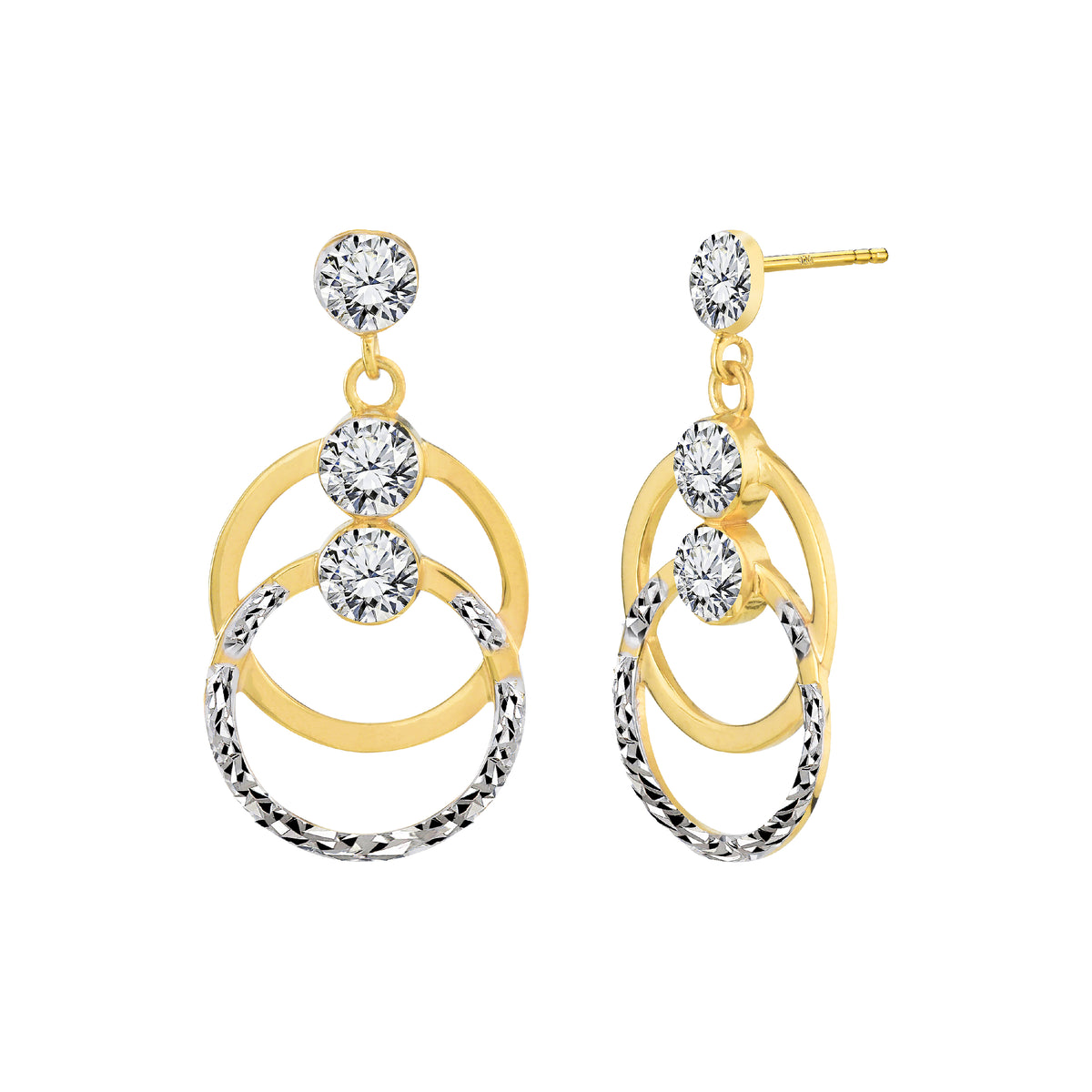 925 STERLING SILVER ROUND HOOP DANGLED EARRINGS