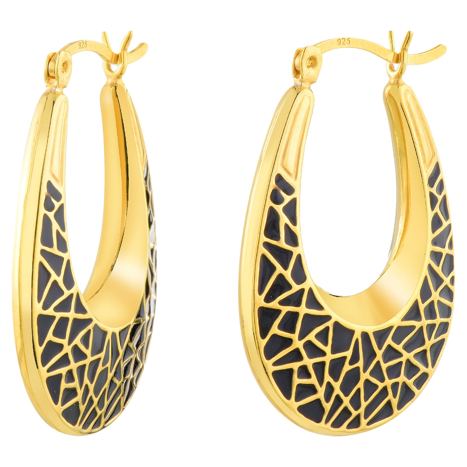 925 STERLING SILVER ENAMELED NET PEAR BACK TO BACK EARRINGS