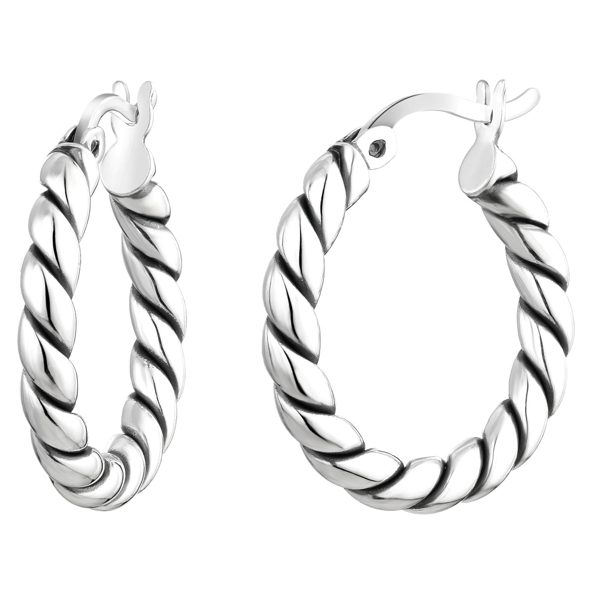 925 STERLING SILVER DOUBLE TUBE HOOP EARRINGS
