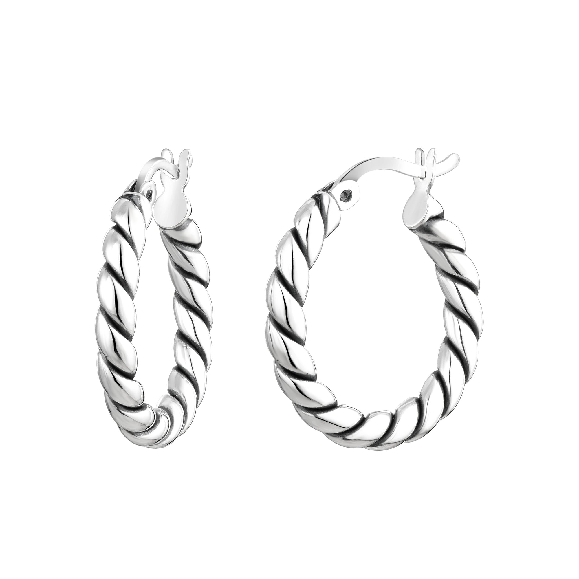 925 STERLING SILVER DOUBLE TUBE HOOP EARRINGS