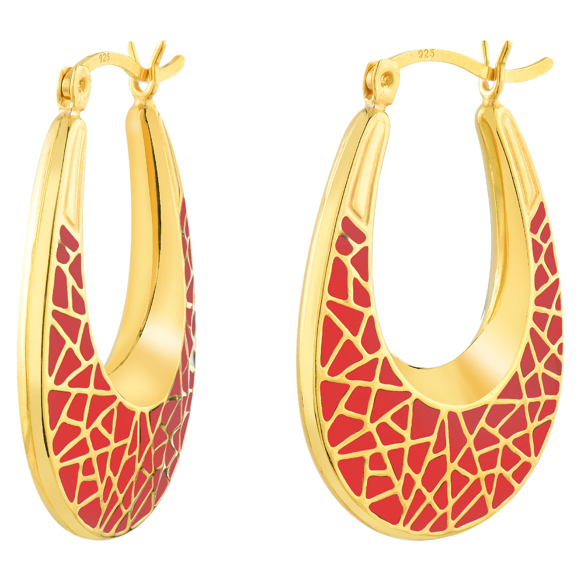 925 STERLING SILVER ENAMELED NET PEAR BACK TO BACK EARRINGS.