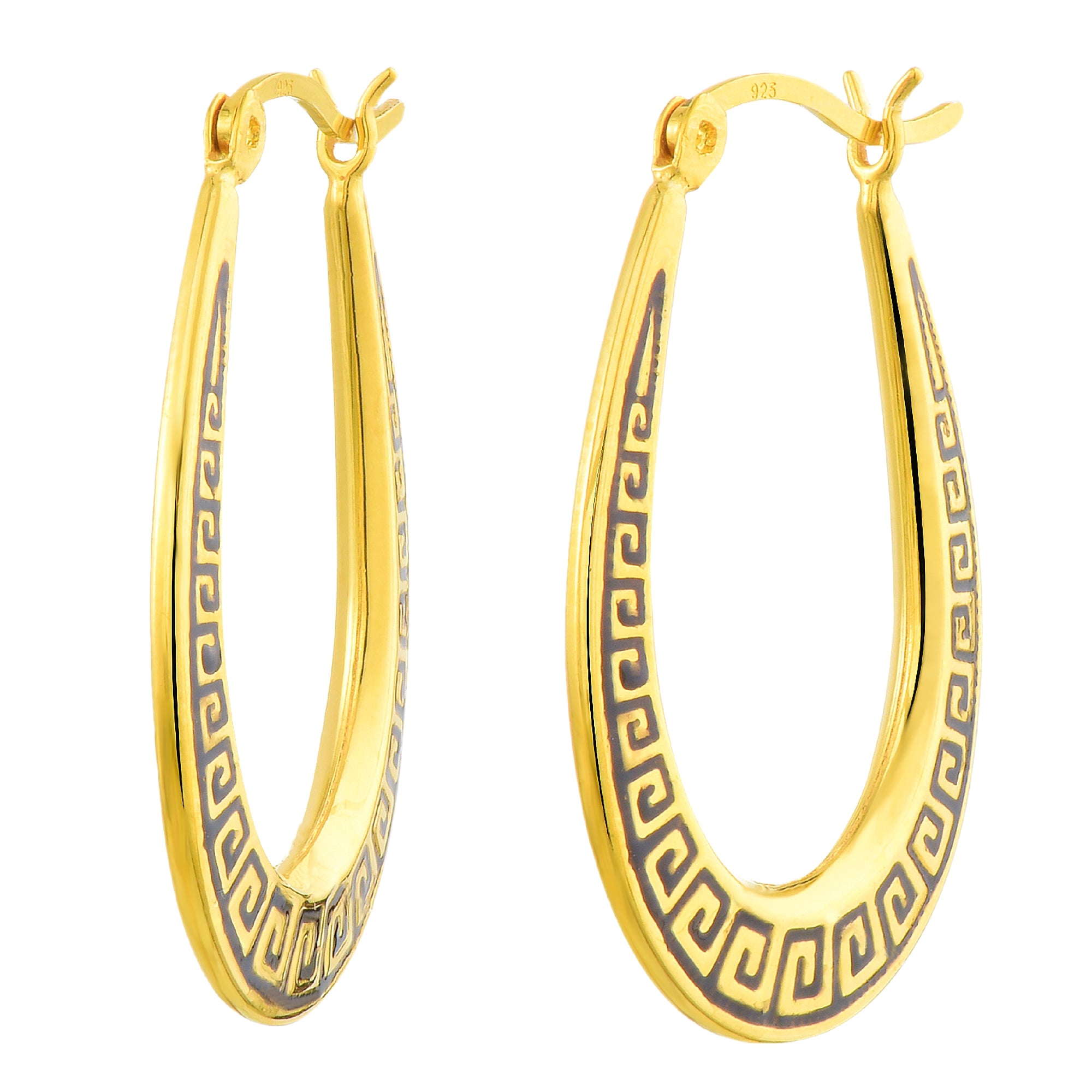 925 STERLING SILVER ENAMELED GREEK KEY BACK TO BACK EARRINGS
