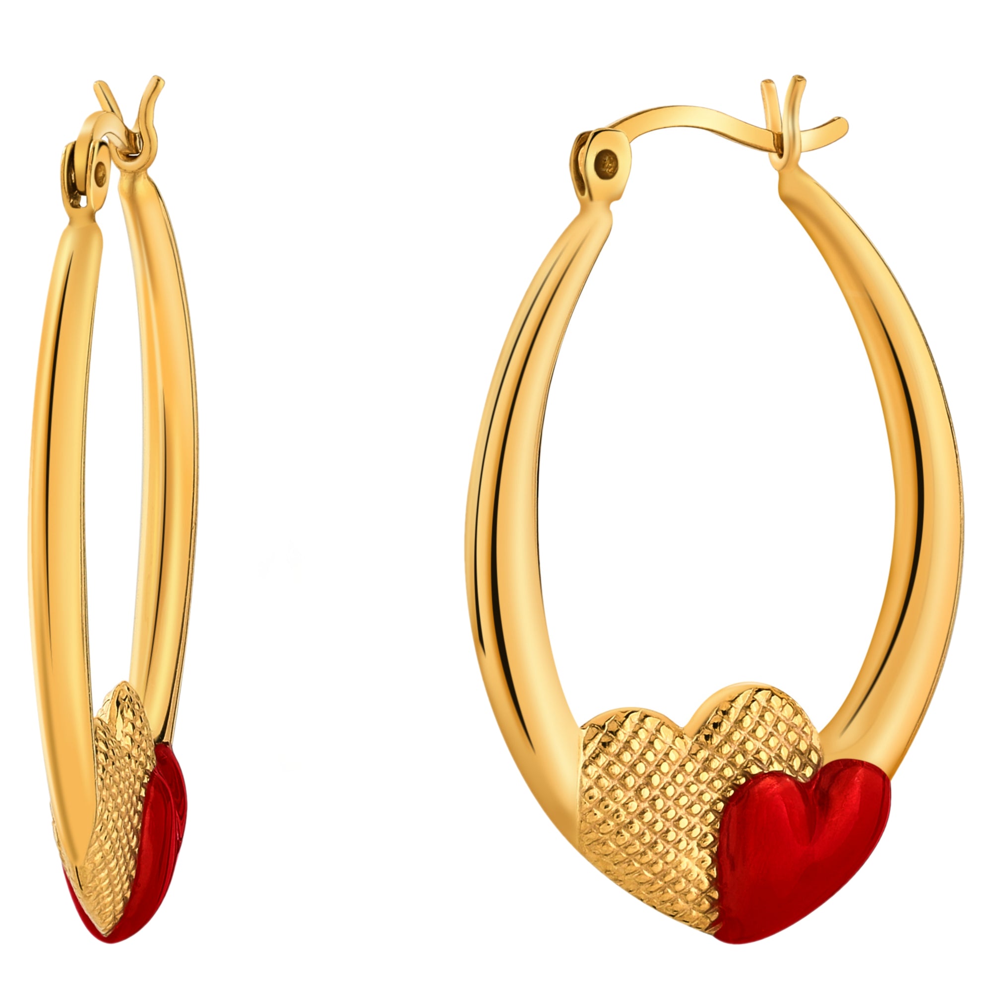 925 STERLING SILVER DOUBLED HEART ENAMEL EARRINGS