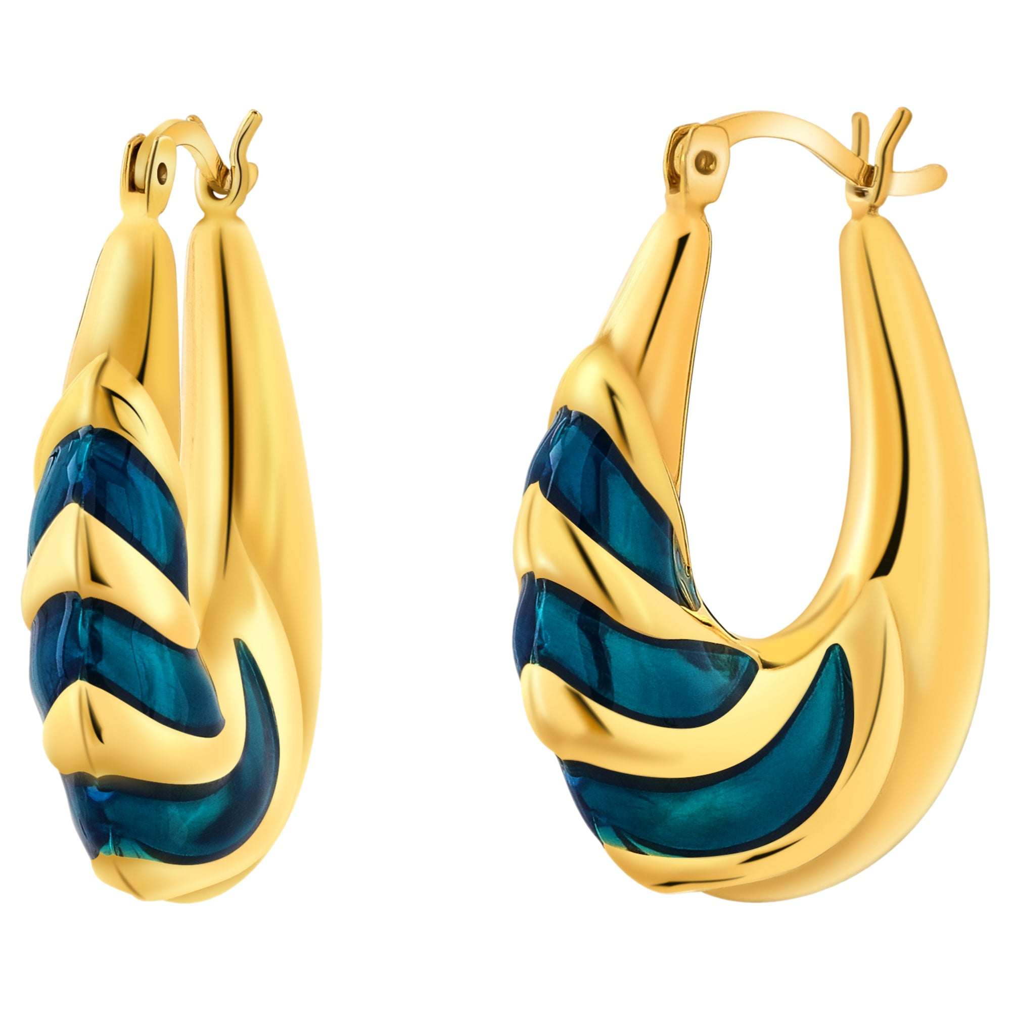 925 STERLING SILVER CROISSANT ENAMELED EARRINGS