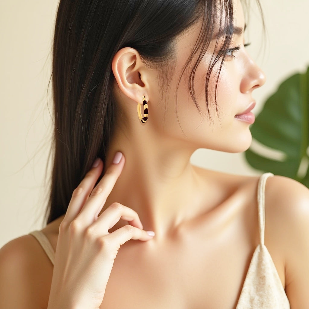 925 STERLING SILVER RIBBON ENAMELED EARRINGS