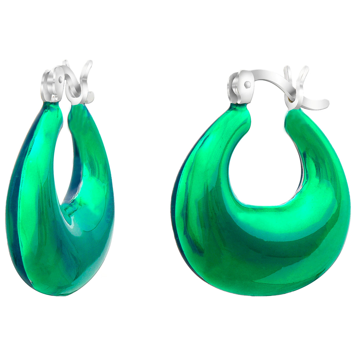 925 STERLING SILVER CREOLE EARRINGS WITH ENAMEL