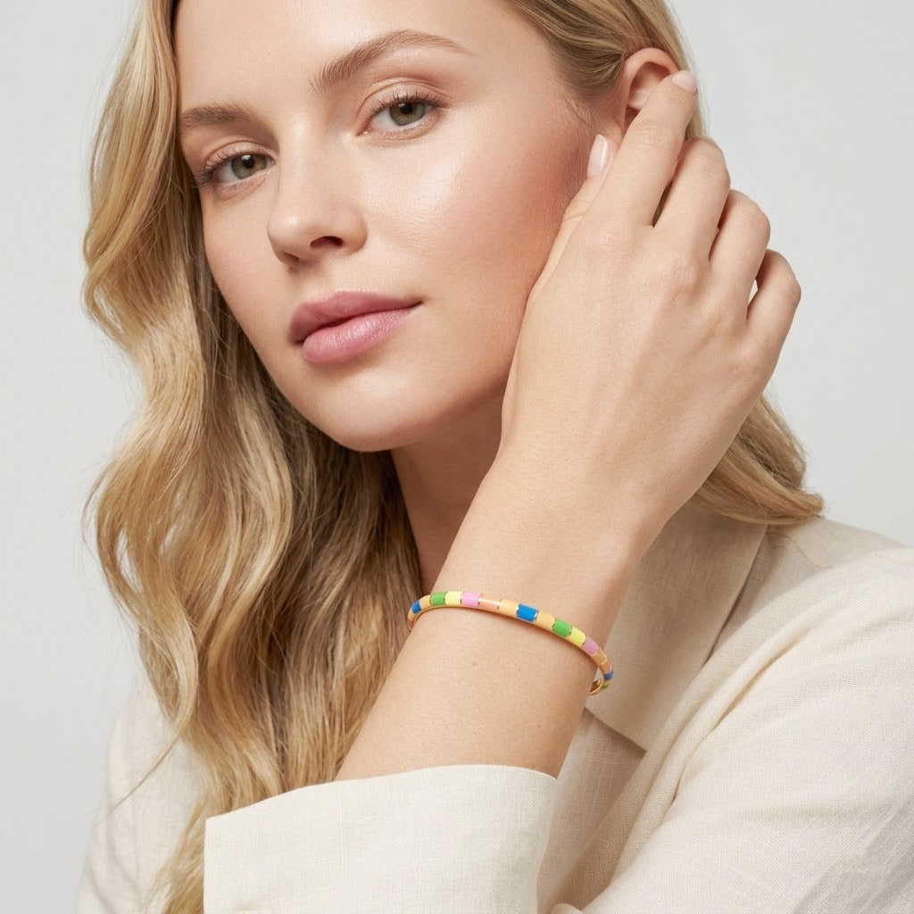 925 STERLING SILVER CLASSIC ENAMEL CUFF BANGLE