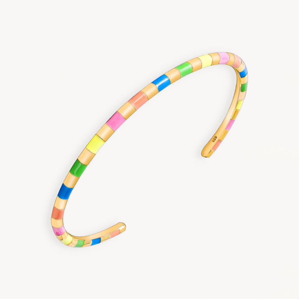 925 STERLING SILVER CLASSIC ENAMEL CUFF BANGLE