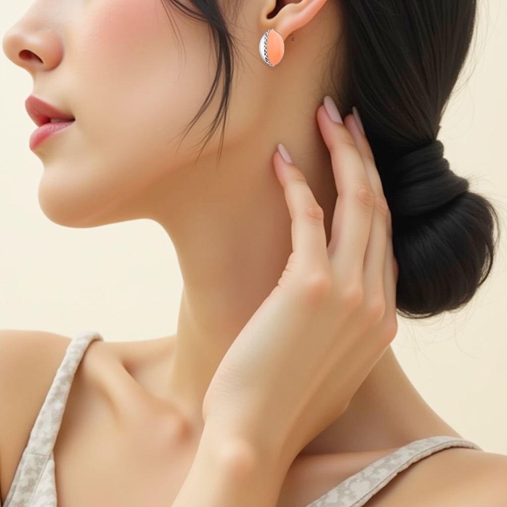 925 STERLING SILVER SEMI-ENAMELED EARRINGS