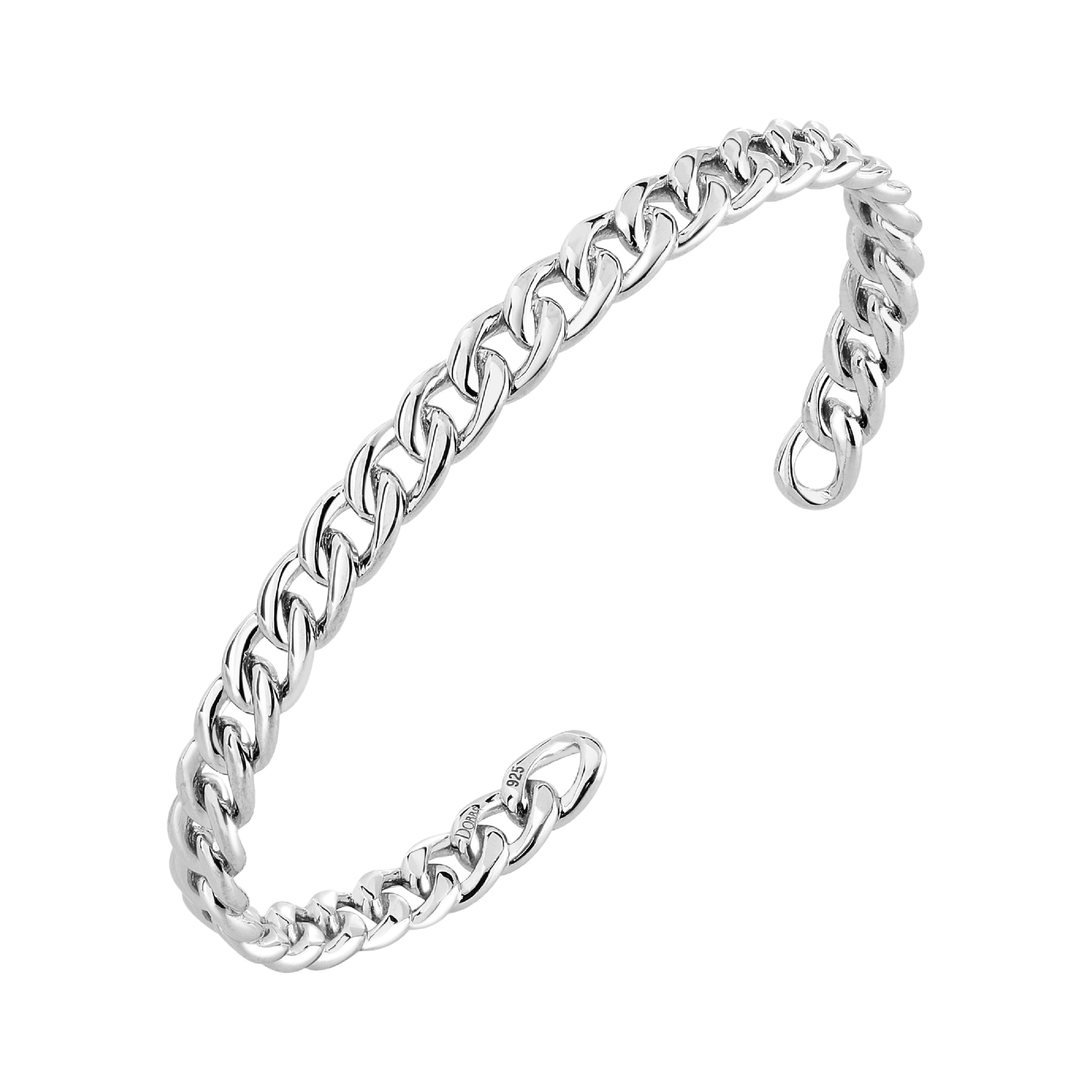 925 STERLING SILVER CURB CHAINE CUFF BANGLE