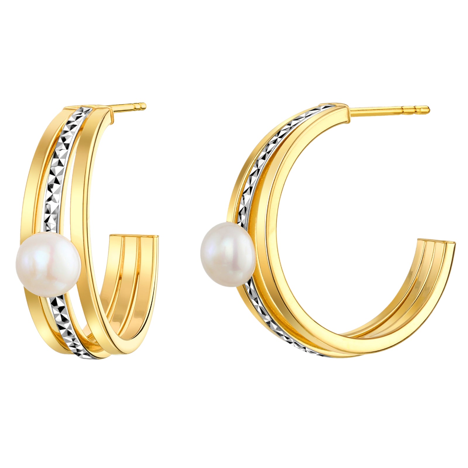 925 STERING SILVER C-HOOP EARRING WITH FRESHWATER PEARL
