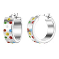 925 STERLING SILVER ROUND HOOP EARRINGS WITH ENAMELS